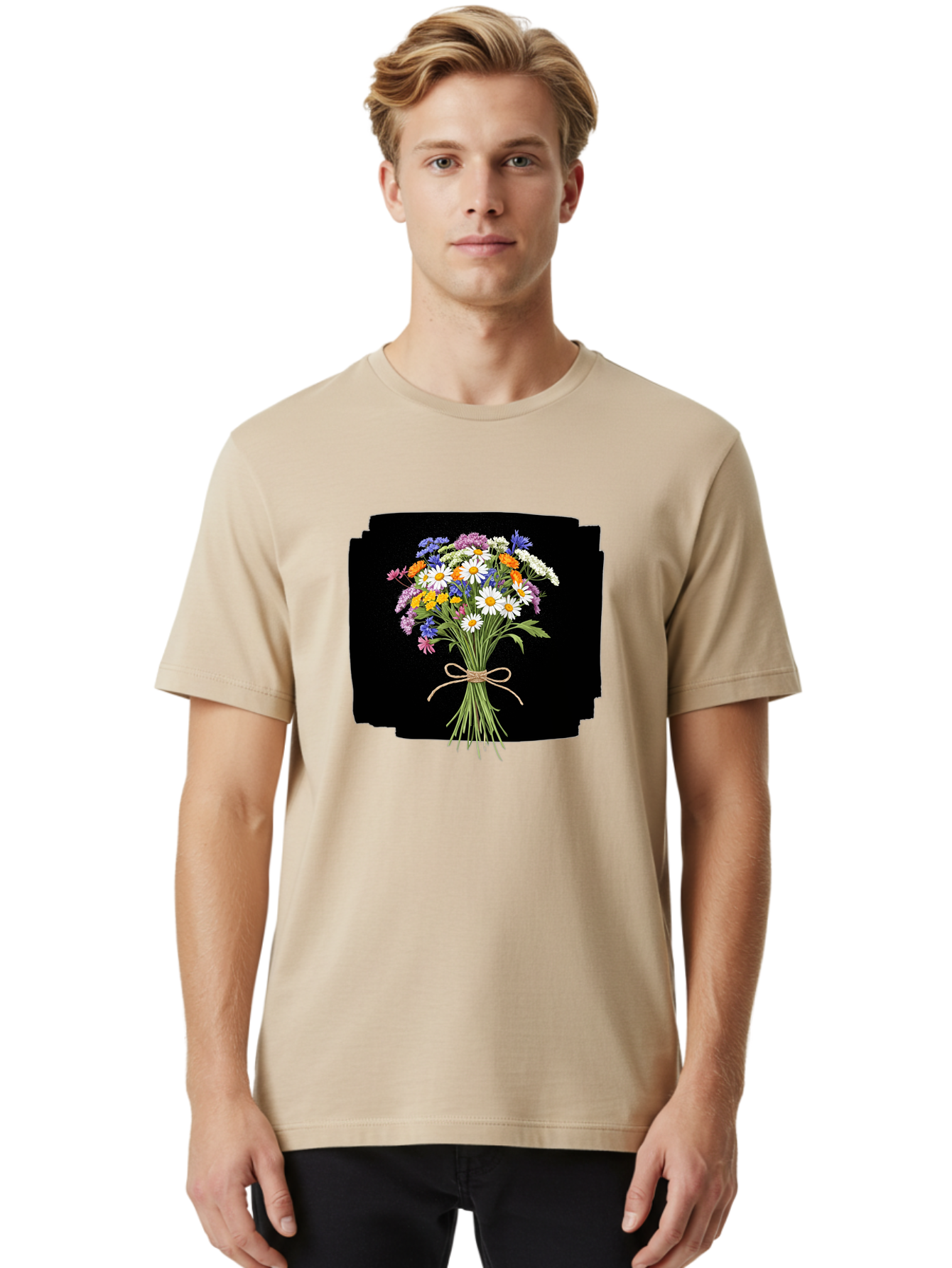 Wildflower-Bouquet-13 Men'S Graphic Tee, 100% Cotton, Comfortable Casual Summer Wear, Machine Washable, Vintage Camera, Old Camera, Antique Camera, Black Camera, Classic Photography, Photography Equipment, Nostalgic Device, Film Camera, Baf653