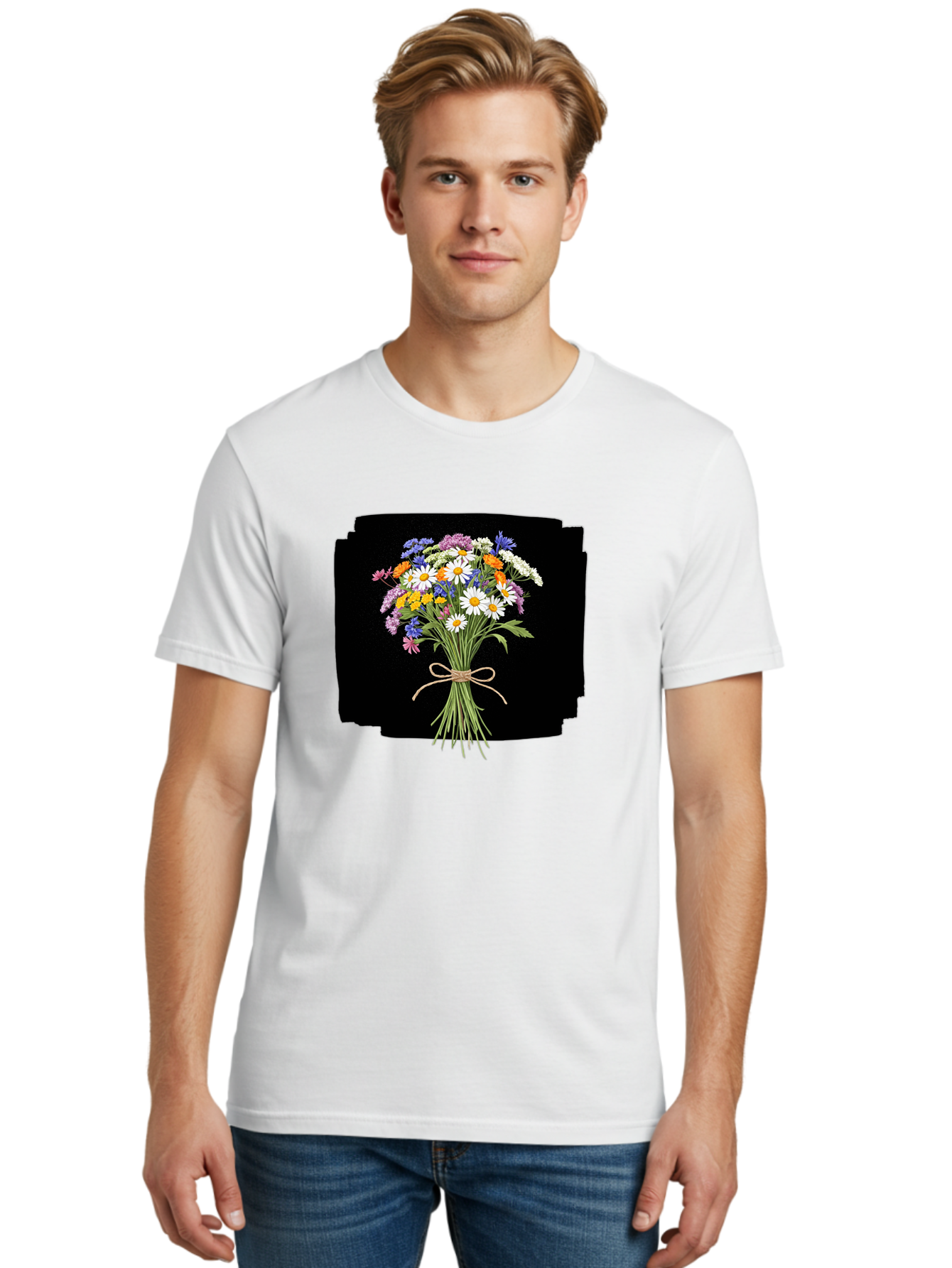 Wildflower-Bouquet-13 Men'S Graphic Tee, 100% Cotton, Comfortable Casual Summer Wear, Machine Washable, Vintage Camera, Old Camera, Antique Camera, Black Camera, Classic Photography, Photography Equipment, Nostalgic Device, Film Camera, Baf653