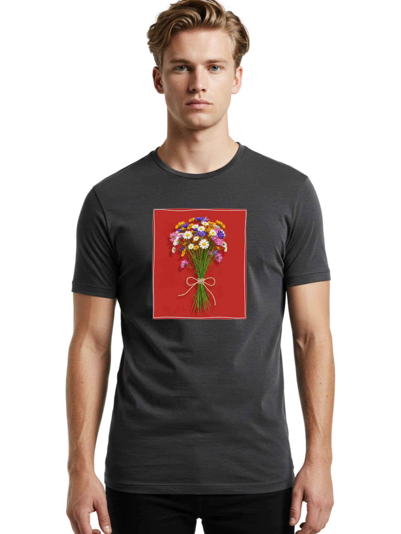 Wildflower-Bouquet-14 Men'S Graphic Tee, 100% Cotton, Comfortable Casual Summer Wear, Machine Washable, Vintage Camera, Old Camera, Antique Camera, Black Camera, Classic Photography, Photography Equipment, Nostalgic Device, Film Camera, Baf654