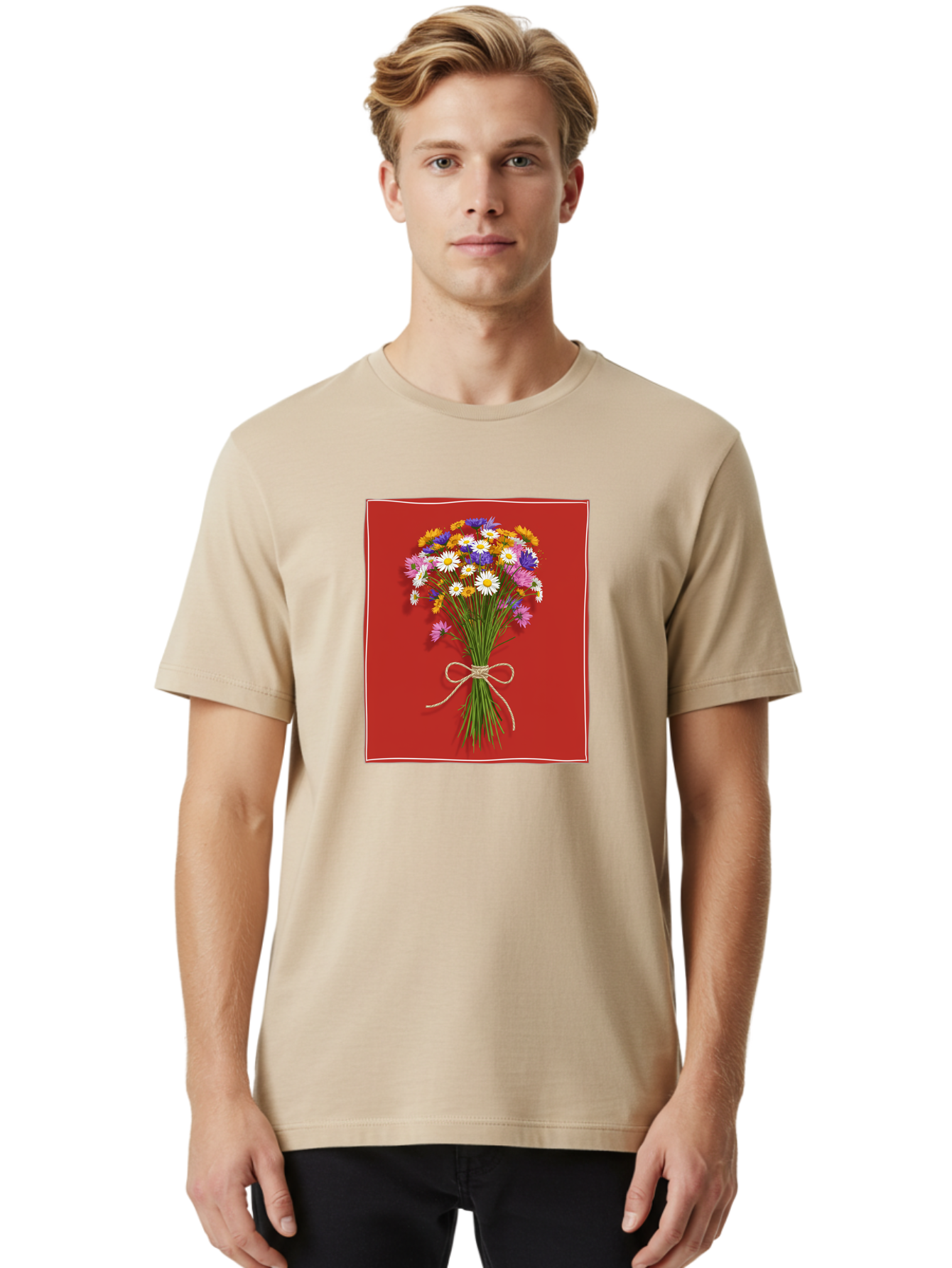 Wildflower-Bouquet-14 Men'S Graphic Tee, 100% Cotton, Comfortable Casual Summer Wear, Machine Washable, Vintage Camera, Old Camera, Antique Camera, Black Camera, Classic Photography, Photography Equipment, Nostalgic Device, Film Camera, Baf654