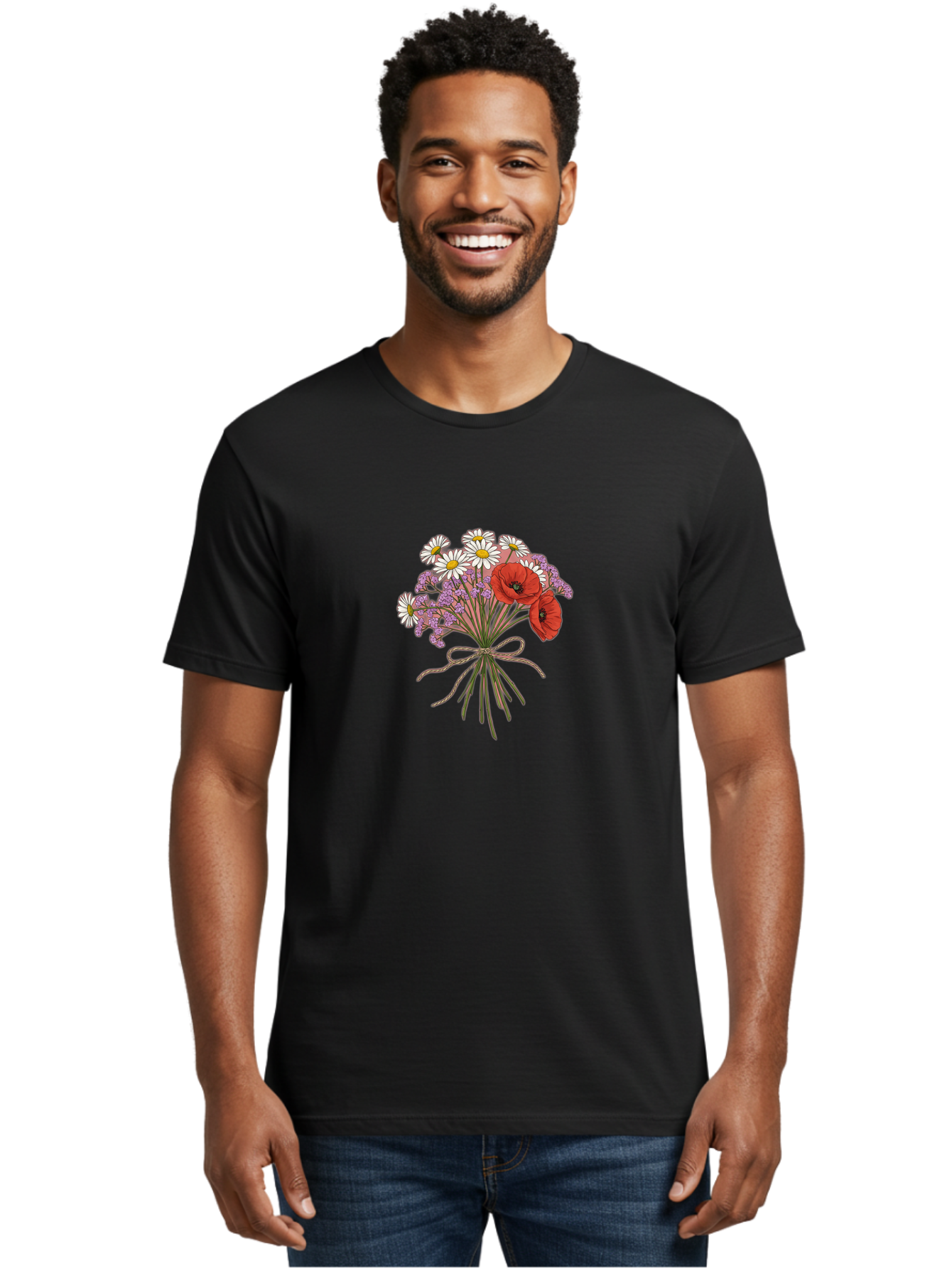 Wildflower-Bouquet-2 Men'S Graphic Tee, 100% Cotton, Comfortable Casual Summer Wear, Machine Washable, Vintage Camera, Old Camera, Antique Camera, Black Camera, Classic Photography, Photography Equipment, Nostalgic Device, Film Camera, Baf655