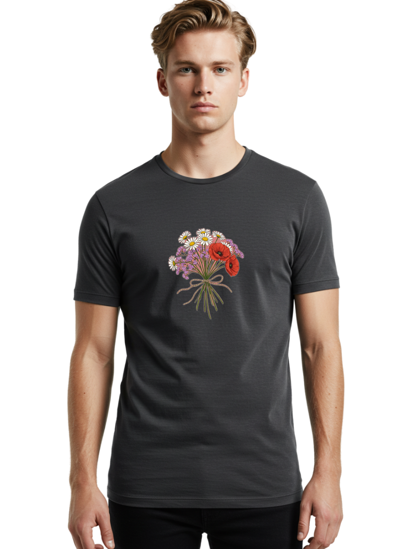 Wildflower-Bouquet-2 Men'S Graphic Tee, 100% Cotton, Comfortable Casual Summer Wear, Machine Washable, Vintage Camera, Old Camera, Antique Camera, Black Camera, Classic Photography, Photography Equipment, Nostalgic Device, Film Camera, Baf655