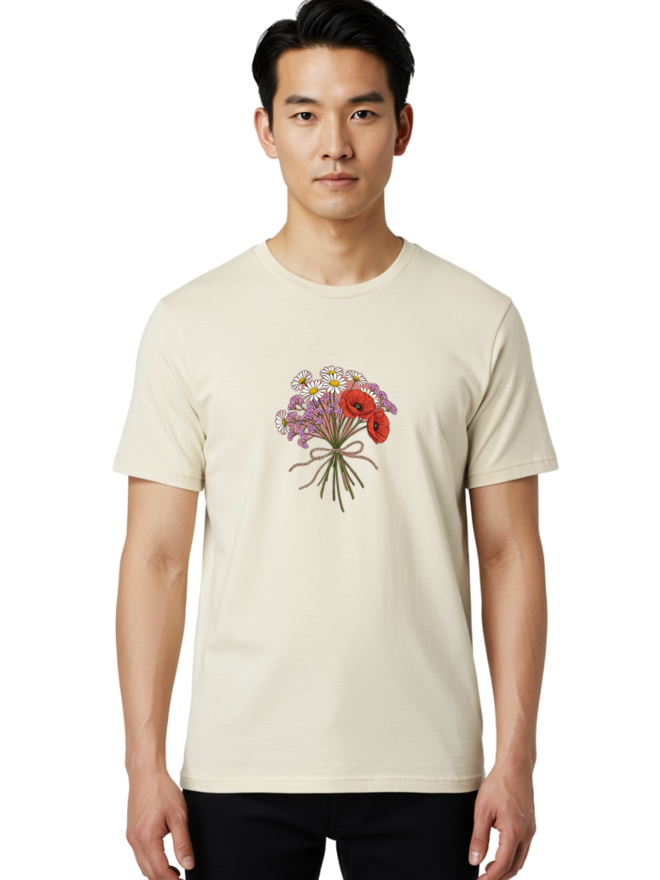 Wildflower-Bouquet-2 Men'S Graphic Tee, 100% Cotton, Comfortable Casual Summer Wear, Machine Washable, Vintage Camera, Old Camera, Antique Camera, Black Camera, Classic Photography, Photography Equipment, Nostalgic Device, Film Camera, Baf655