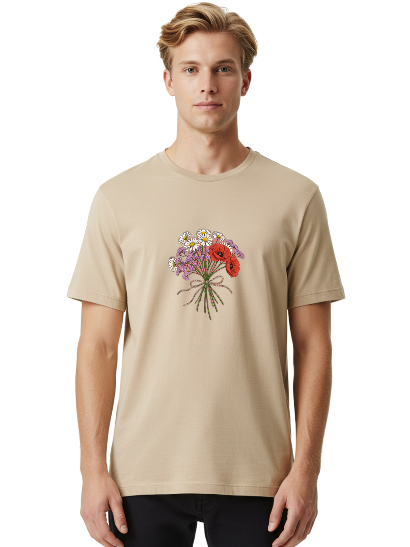 Wildflower-Bouquet-2 Men'S Graphic Tee, 100% Cotton, Comfortable Casual Summer Wear, Machine Washable, Vintage Camera, Old Camera, Antique Camera, Black Camera, Classic Photography, Photography Equipment, Nostalgic Device, Film Camera, Baf655
