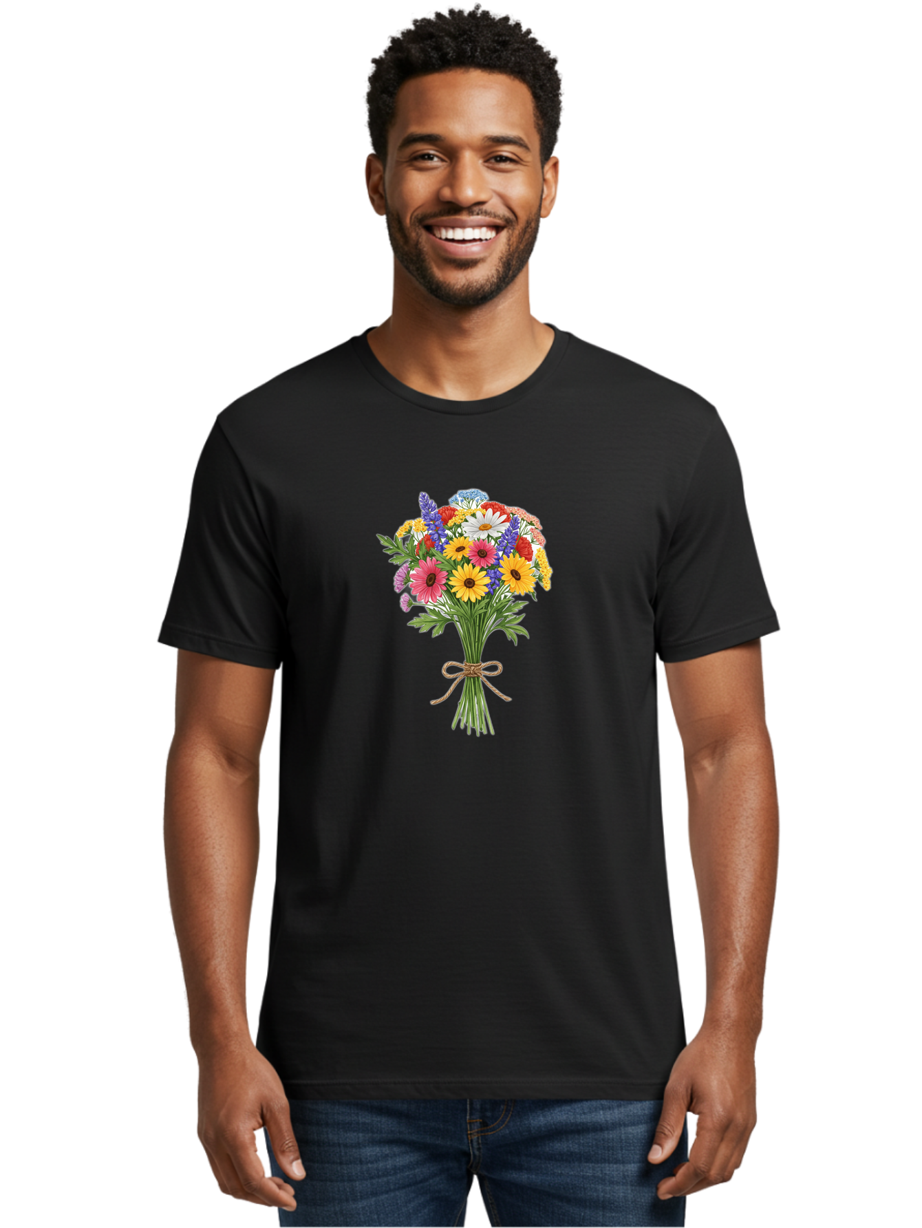 Wildflower-Bouquet-3 Men'S Graphic Tee, 100% Cotton, Comfortable Casual Summer Wear, Machine Washable, Vintage Camera, Old Camera, Antique Camera, Black Camera, Classic Photography, Photography Equipment, Nostalgic Device, Film Camera, Baf656