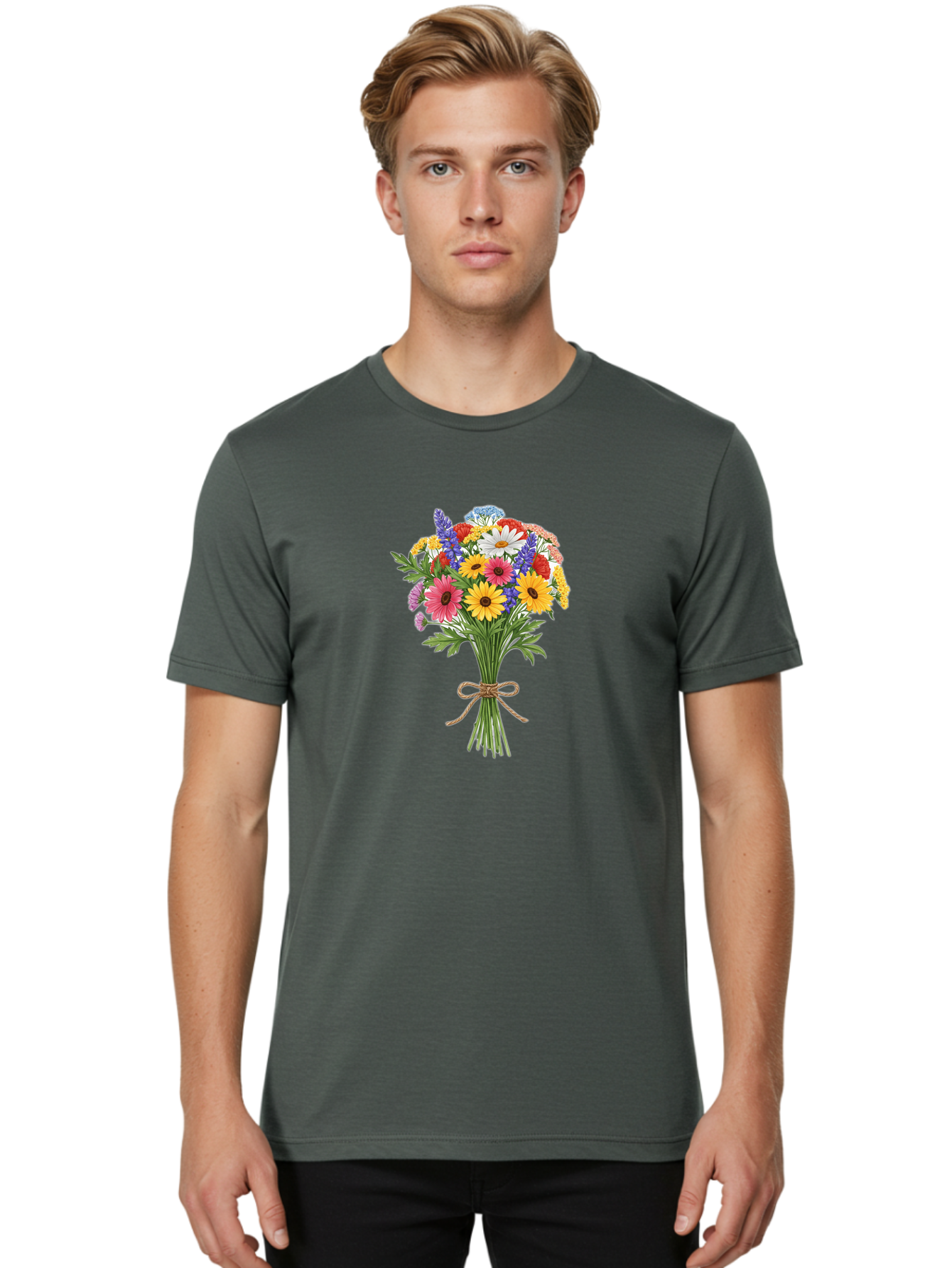 Wildflower-Bouquet-3 Men'S Graphic Tee, 100% Cotton, Comfortable Casual Summer Wear, Machine Washable, Vintage Camera, Old Camera, Antique Camera, Black Camera, Classic Photography, Photography Equipment, Nostalgic Device, Film Camera, Baf656