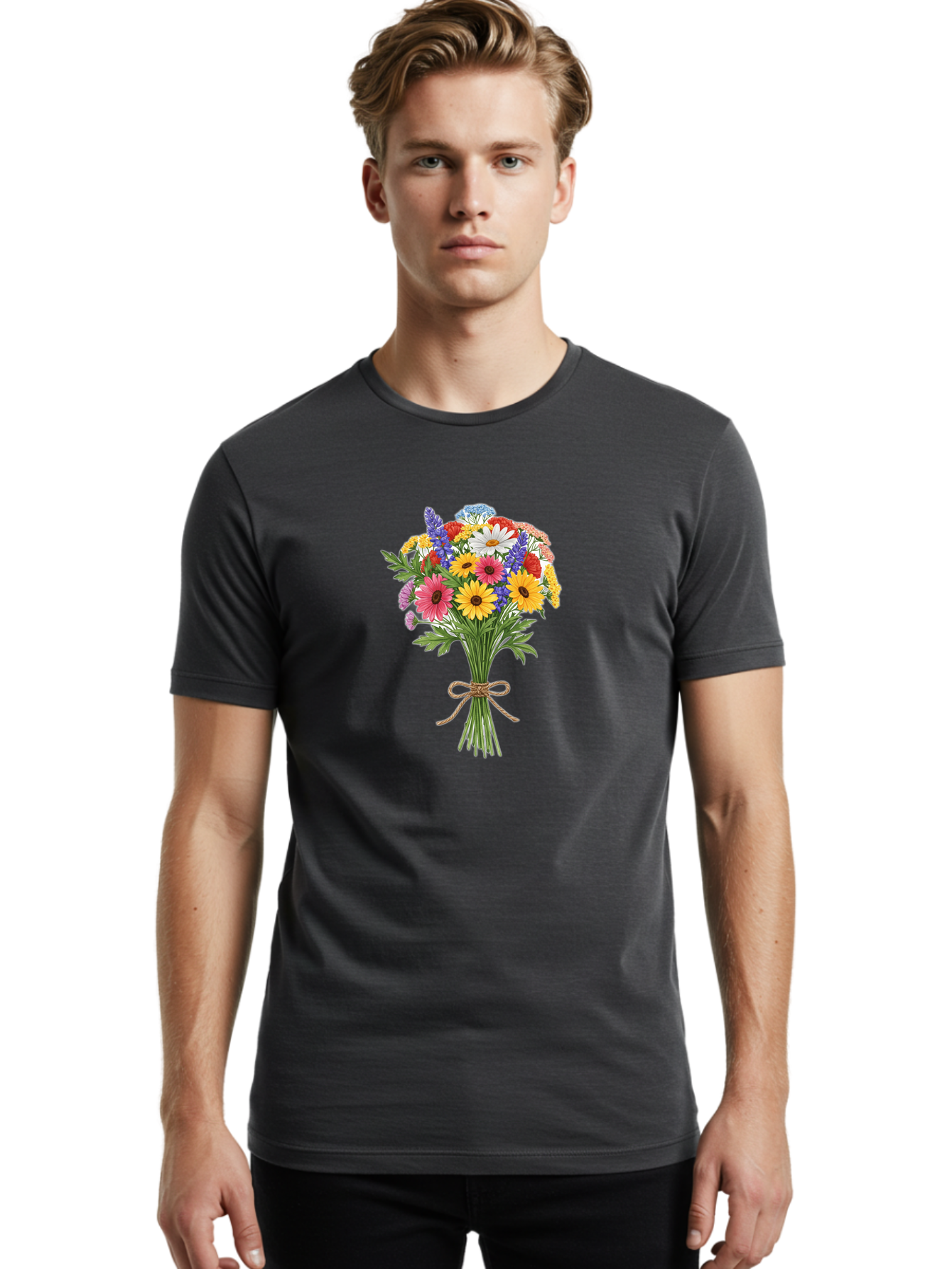 Wildflower-Bouquet-3 Men'S Graphic Tee, 100% Cotton, Comfortable Casual Summer Wear, Machine Washable, Vintage Camera, Old Camera, Antique Camera, Black Camera, Classic Photography, Photography Equipment, Nostalgic Device, Film Camera, Baf656