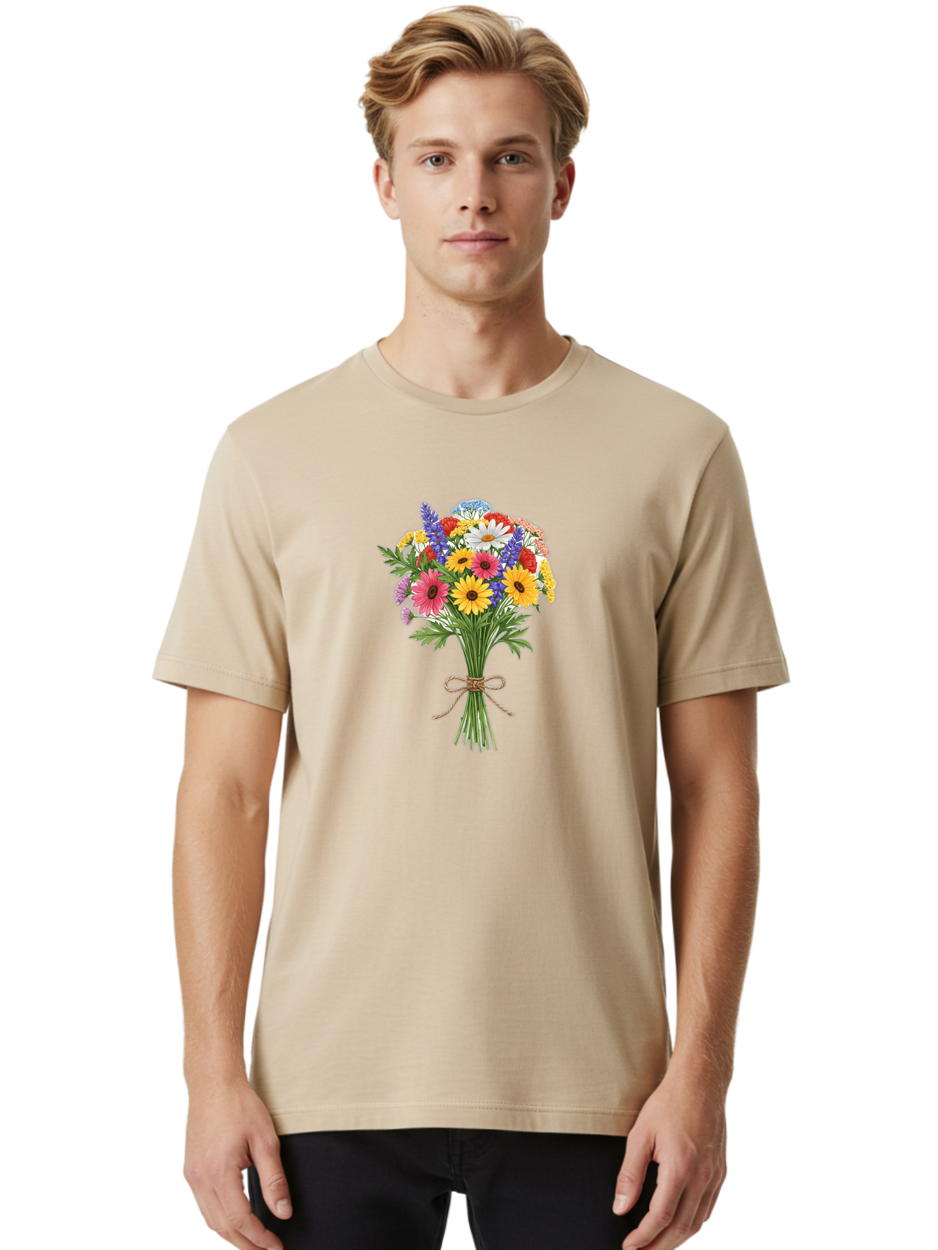 Wildflower-Bouquet-3 Men'S Graphic Tee, 100% Cotton, Comfortable Casual Summer Wear, Machine Washable, Vintage Camera, Old Camera, Antique Camera, Black Camera, Classic Photography, Photography Equipment, Nostalgic Device, Film Camera, Baf656