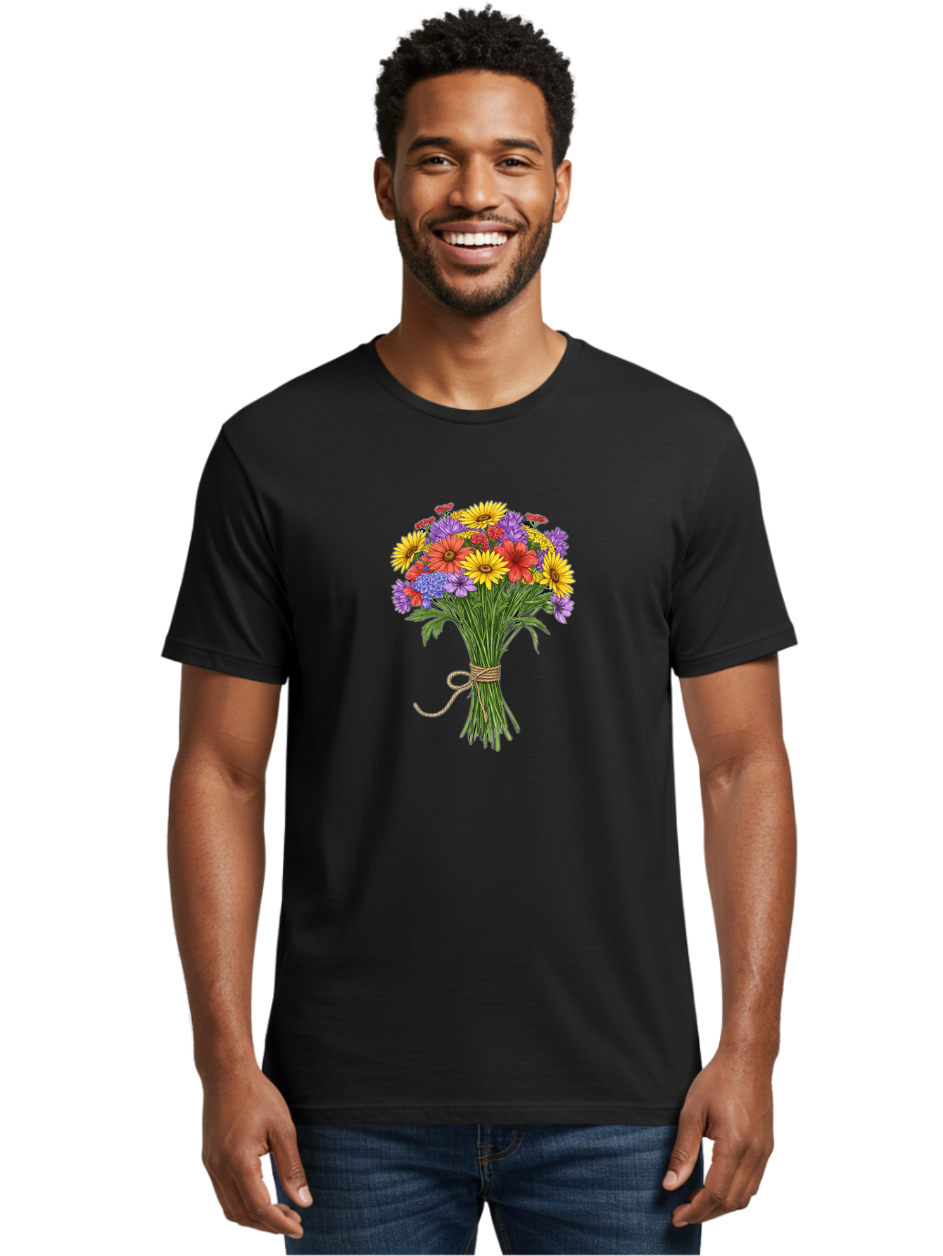 Wildflower-Bouquet-4 Men'S Graphic Tee, 100% Cotton, Comfortable Casual Summer Wear, Machine Washable, Vintage Camera, Old Camera, Antique Camera, Black Camera, Classic Photography, Photography Equipment, Nostalgic Device, Film Camera, Baf657