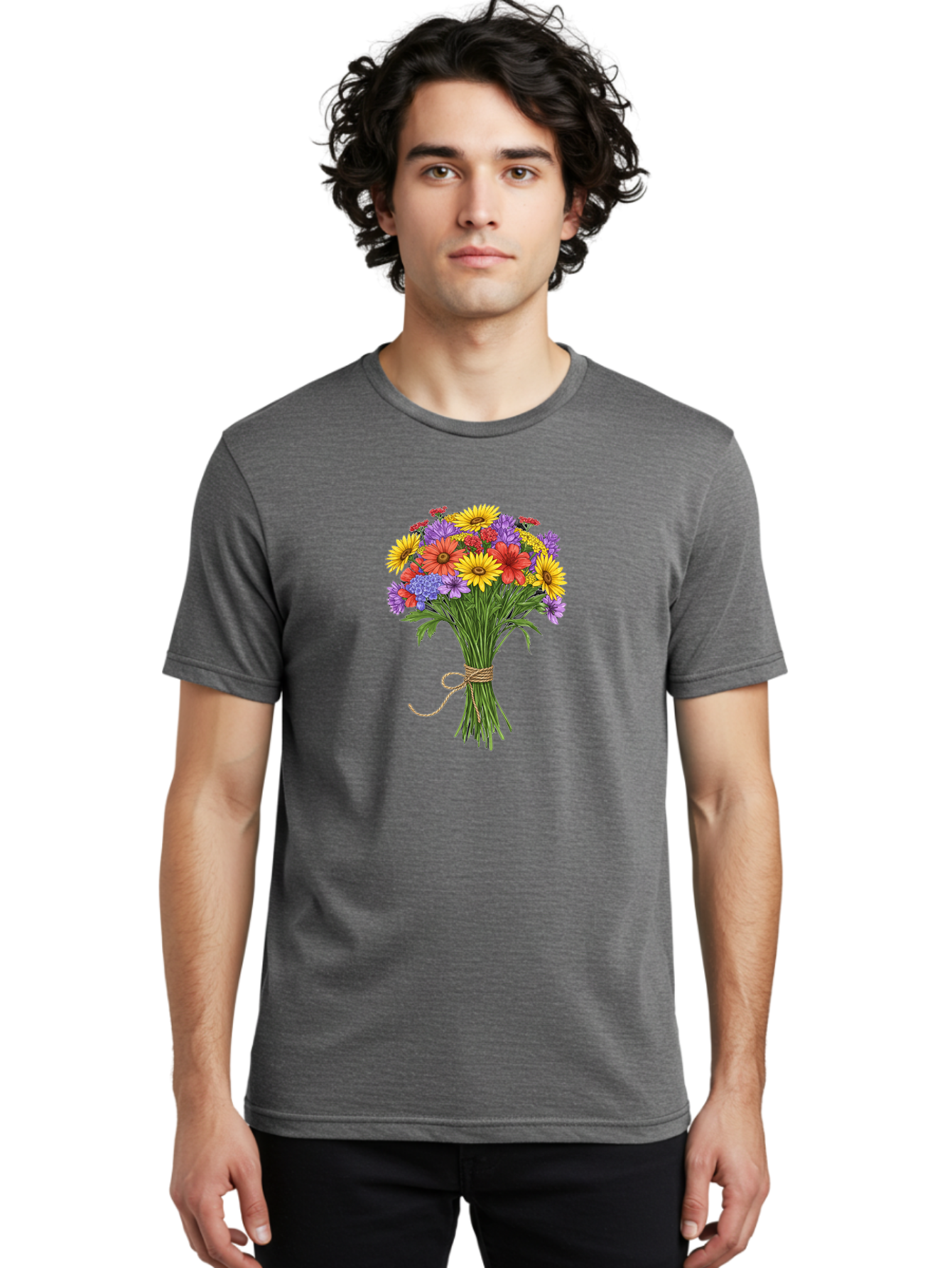 Wildflower-Bouquet-4 Men'S Graphic Tee, 100% Cotton, Comfortable Casual Summer Wear, Machine Washable, Vintage Camera, Old Camera, Antique Camera, Black Camera, Classic Photography, Photography Equipment, Nostalgic Device, Film Camera, Baf657