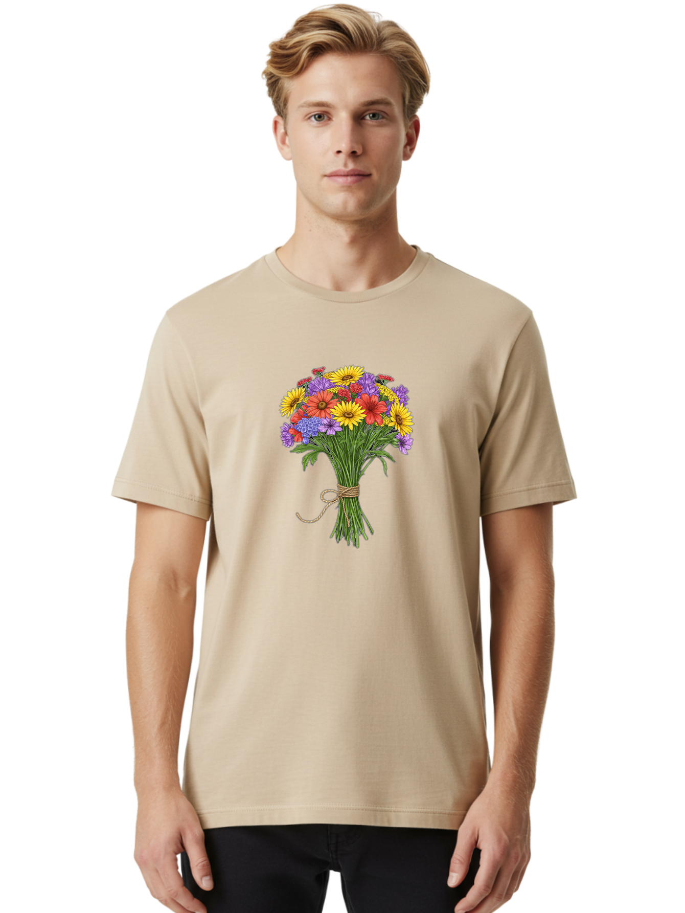 Wildflower-Bouquet-4 Men'S Graphic Tee, 100% Cotton, Comfortable Casual Summer Wear, Machine Washable, Vintage Camera, Old Camera, Antique Camera, Black Camera, Classic Photography, Photography Equipment, Nostalgic Device, Film Camera, Baf657