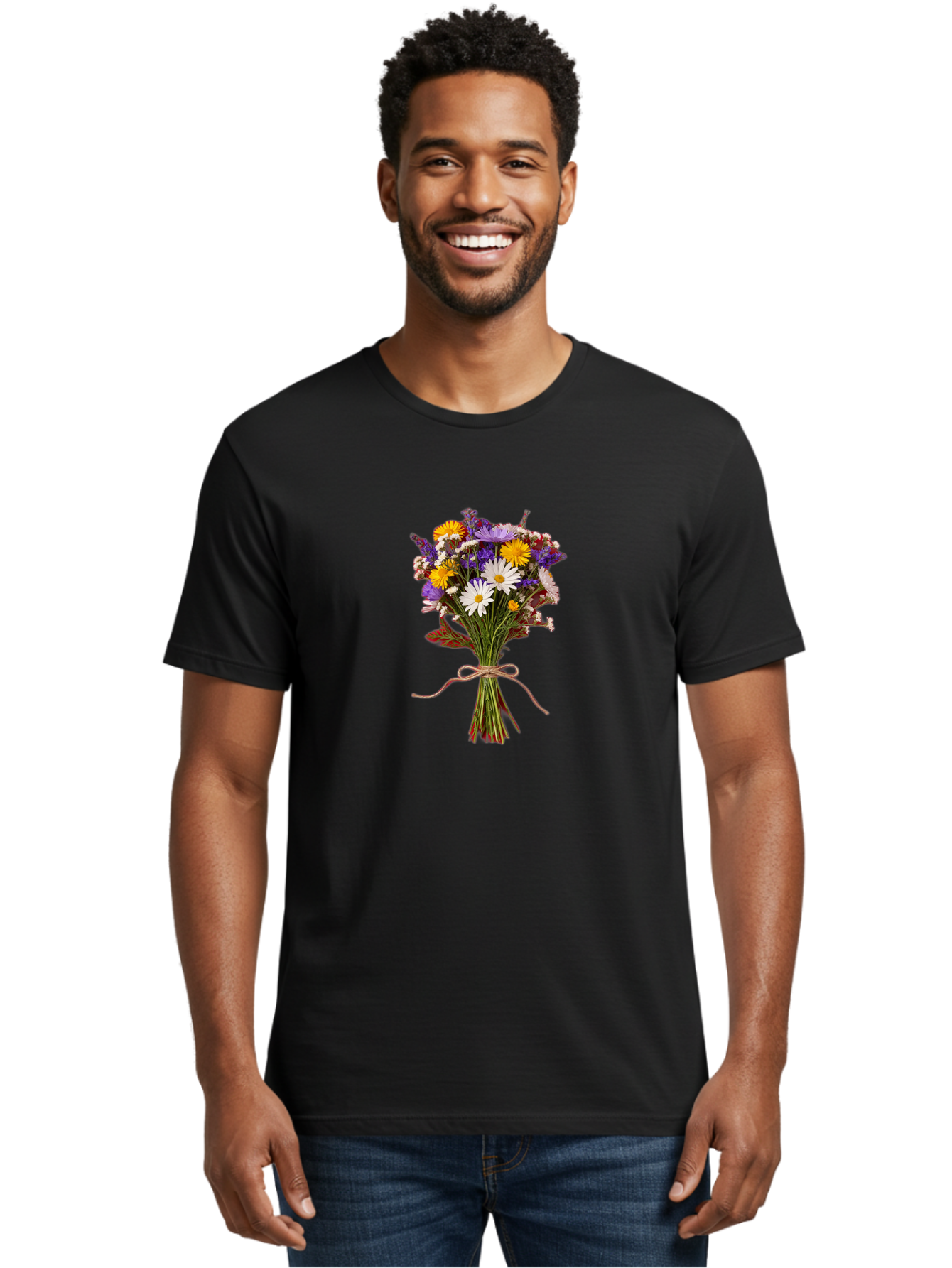 Wildflower-Bouquet-5 Men'S Graphic Tee, 100% Cotton, Comfortable Casual Summer Wear, Machine Washable, Vintage Camera, Old Camera, Antique Camera, Black Camera, Classic Photography, Photography Equipment, Nostalgic Device, Film Camera, Baf658