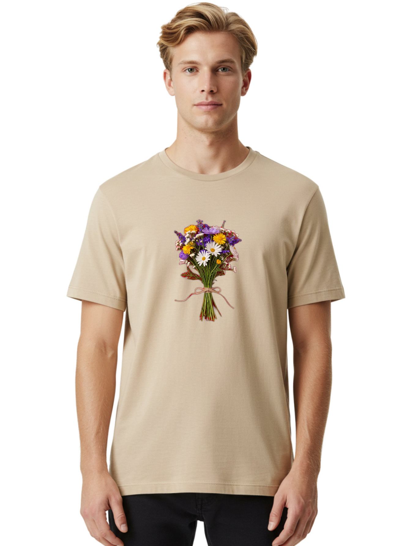Wildflower-Bouquet-5 Men'S Graphic Tee, 100% Cotton, Comfortable Casual Summer Wear, Machine Washable, Vintage Camera, Old Camera, Antique Camera, Black Camera, Classic Photography, Photography Equipment, Nostalgic Device, Film Camera, Baf658
