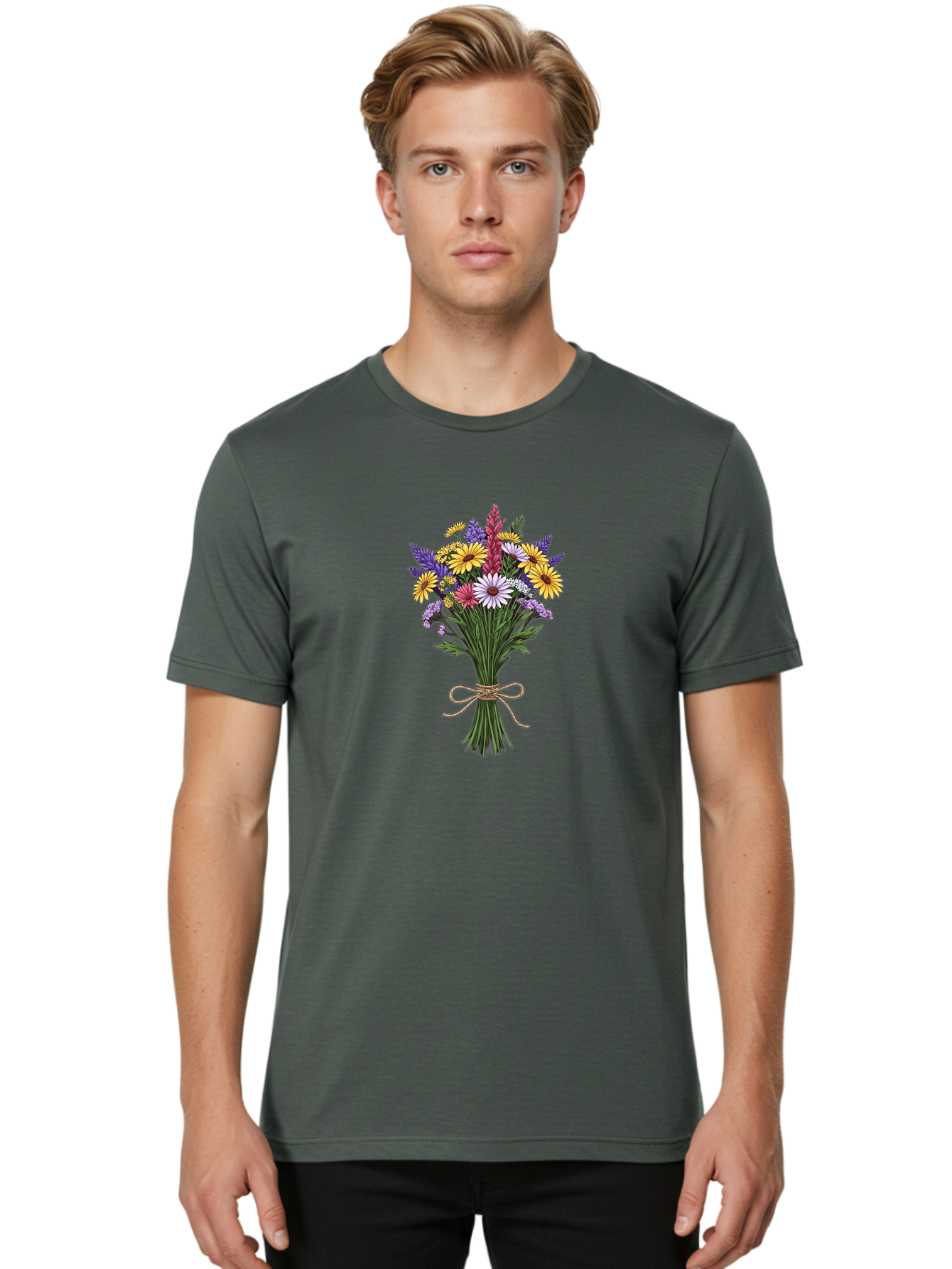 Wildflower-Bouquet-6 Men'S Graphic Tee, 100% Cotton, Comfortable Casual Summer Wear, Machine Washable, Vintage Camera, Old Camera, Antique Camera, Black Camera, Classic Photography, Photography Equipment, Nostalgic Device, Film Camera, Baf659