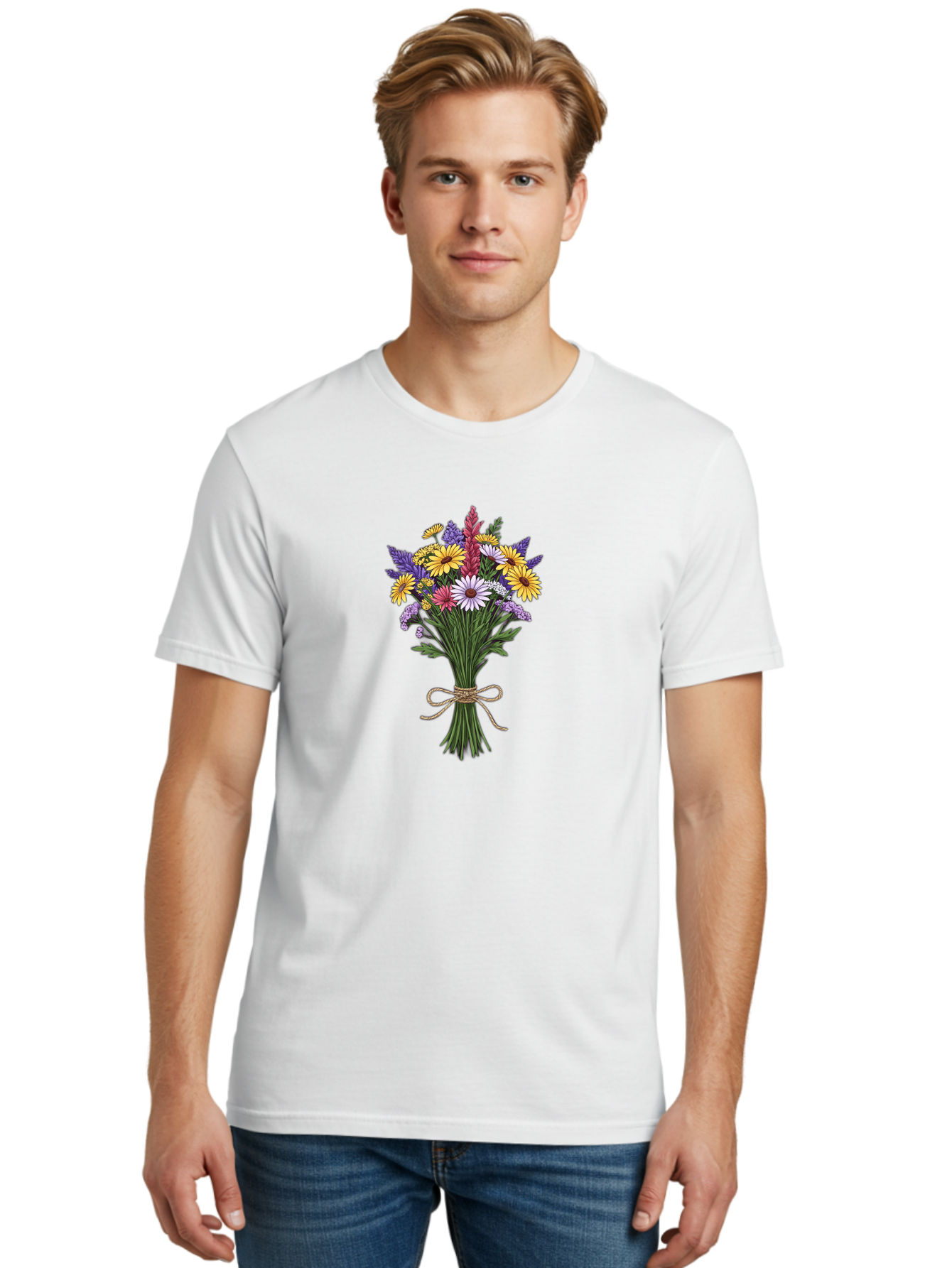 Wildflower-Bouquet-6 Men'S Graphic Tee, 100% Cotton, Comfortable Casual Summer Wear, Machine Washable, Vintage Camera, Old Camera, Antique Camera, Black Camera, Classic Photography, Photography Equipment, Nostalgic Device, Film Camera, Baf659