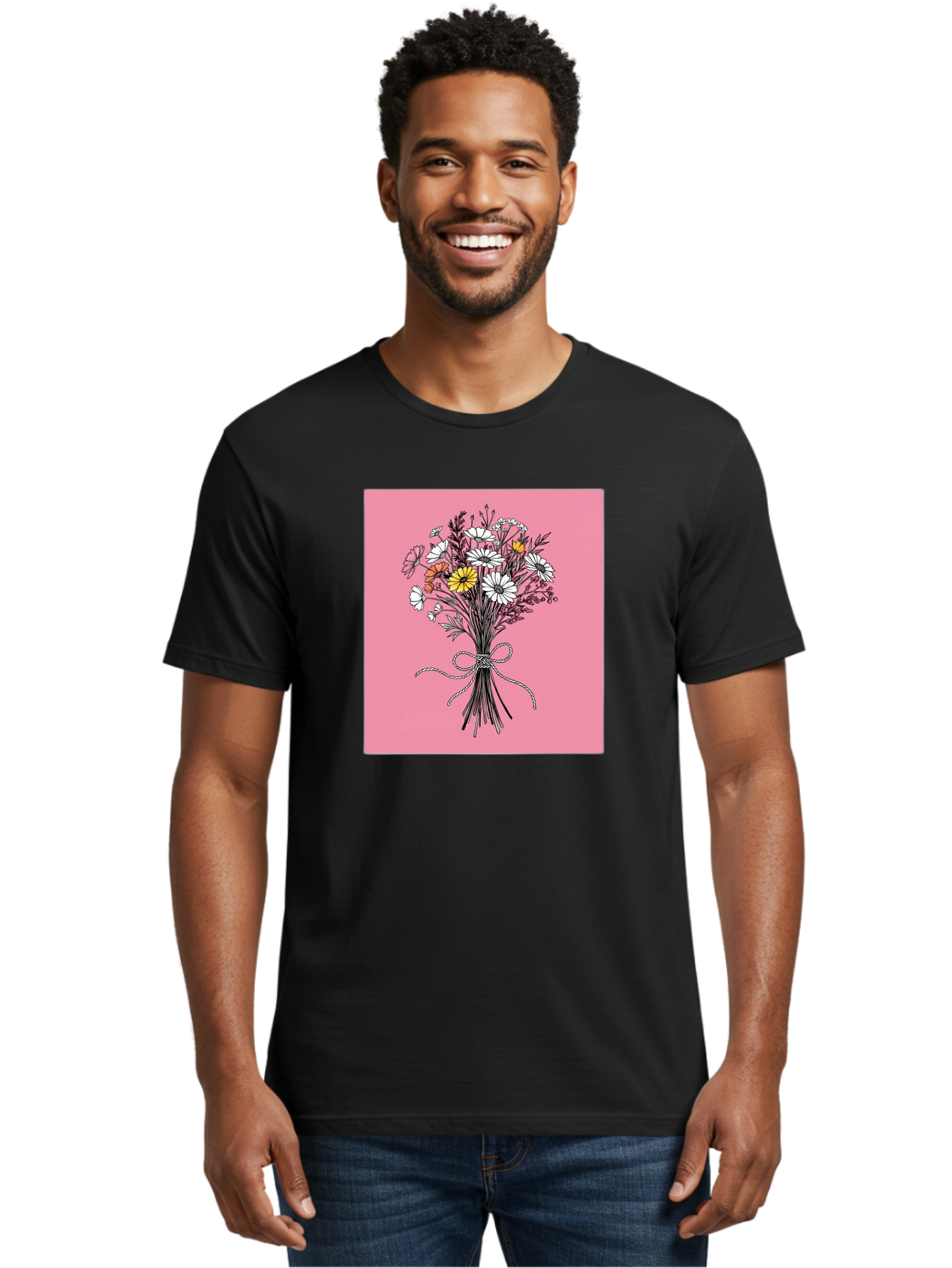 Wildflower-Bouquet-7 Men'S Graphic Tee, 100% Cotton, Comfortable Casual Summer Wear, Machine Washable, Vintage Camera, Old Camera, Antique Camera, Black Camera, Classic Photography, Photography Equipment, Nostalgic Device, Film Camera, Baf660