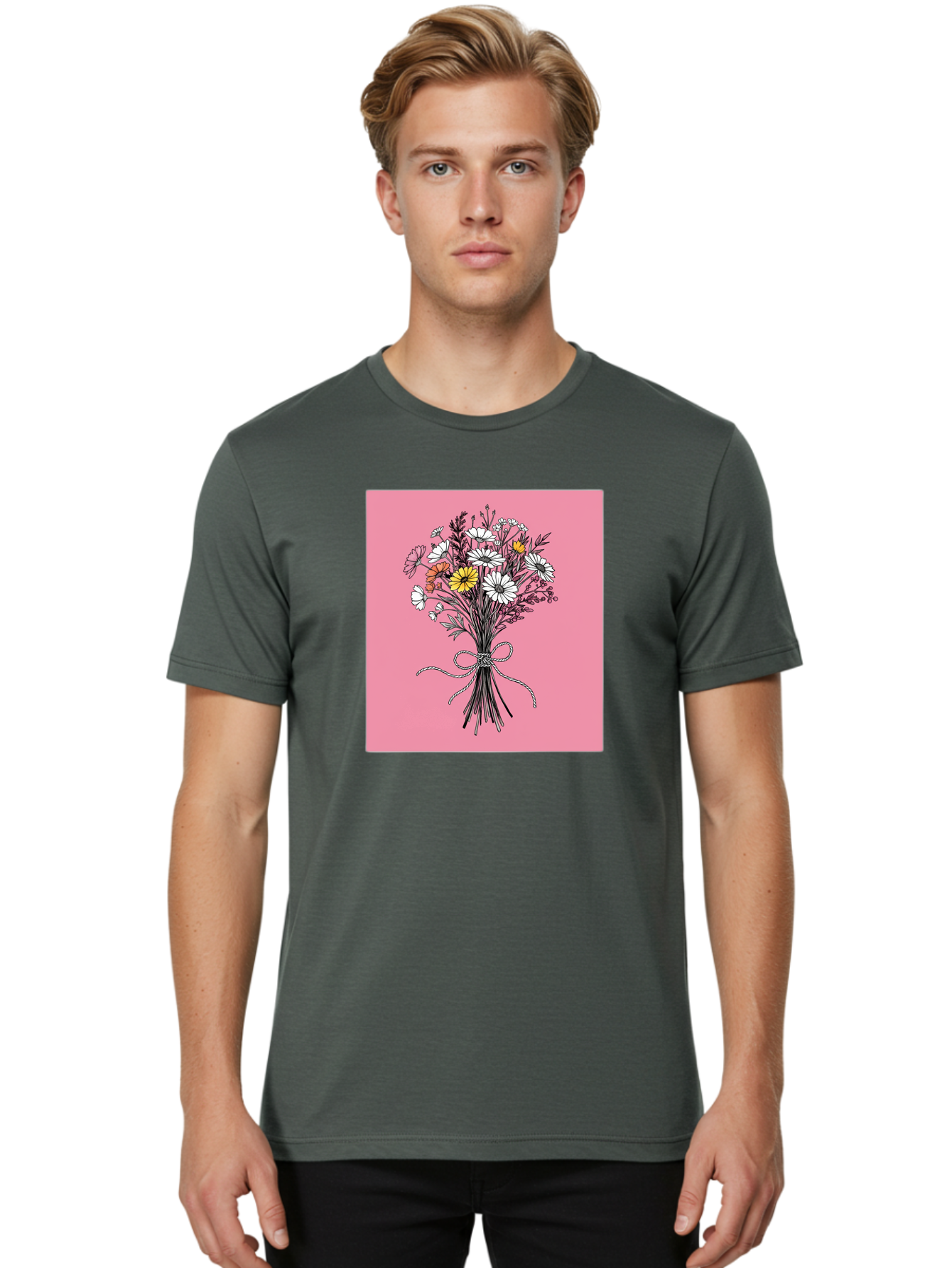 Wildflower-Bouquet-7 Men'S Graphic Tee, 100% Cotton, Comfortable Casual Summer Wear, Machine Washable, Vintage Camera, Old Camera, Antique Camera, Black Camera, Classic Photography, Photography Equipment, Nostalgic Device, Film Camera, Baf660
