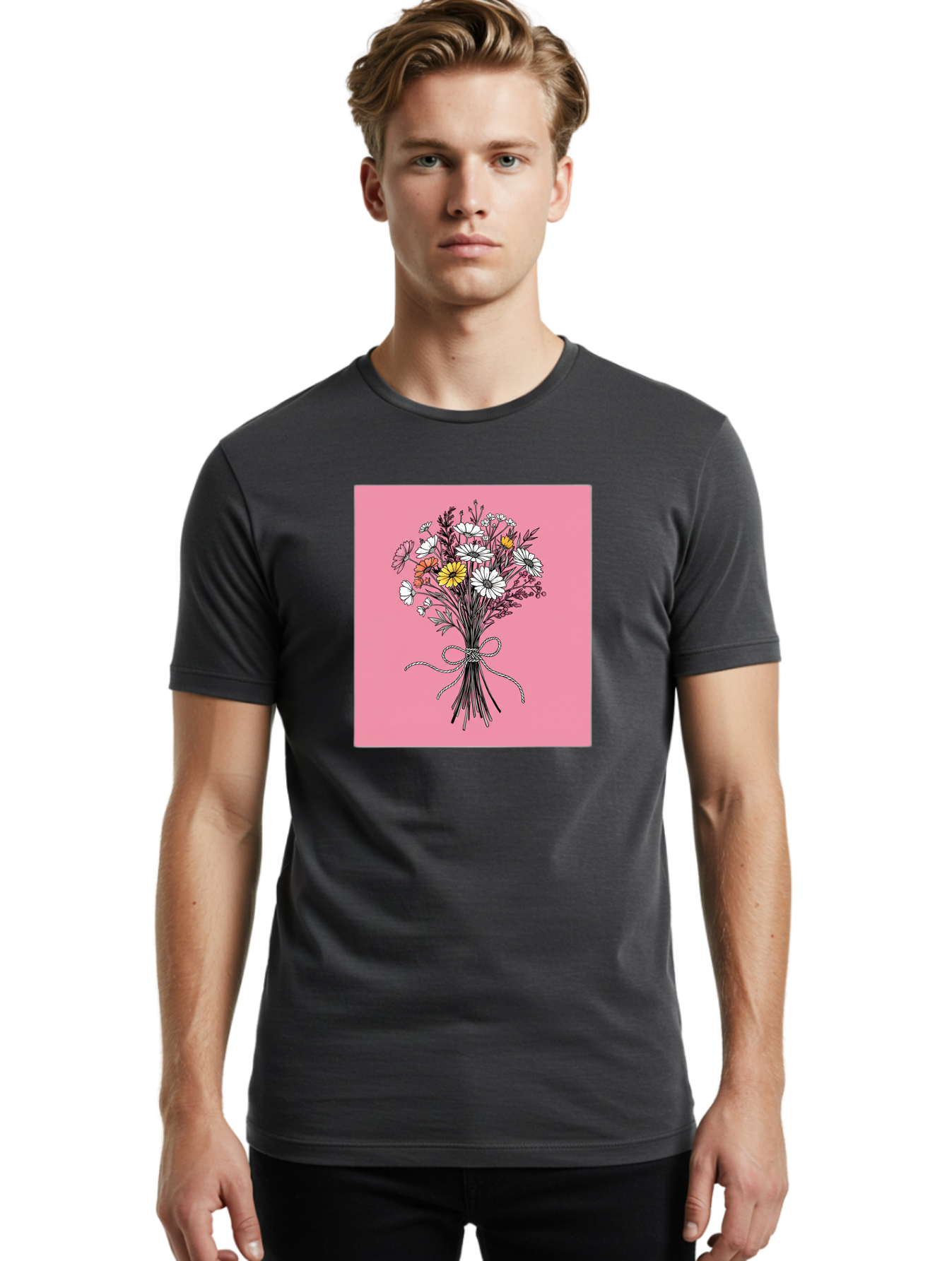 Wildflower-Bouquet-7 Men'S Graphic Tee, 100% Cotton, Comfortable Casual Summer Wear, Machine Washable, Vintage Camera, Old Camera, Antique Camera, Black Camera, Classic Photography, Photography Equipment, Nostalgic Device, Film Camera, Baf660