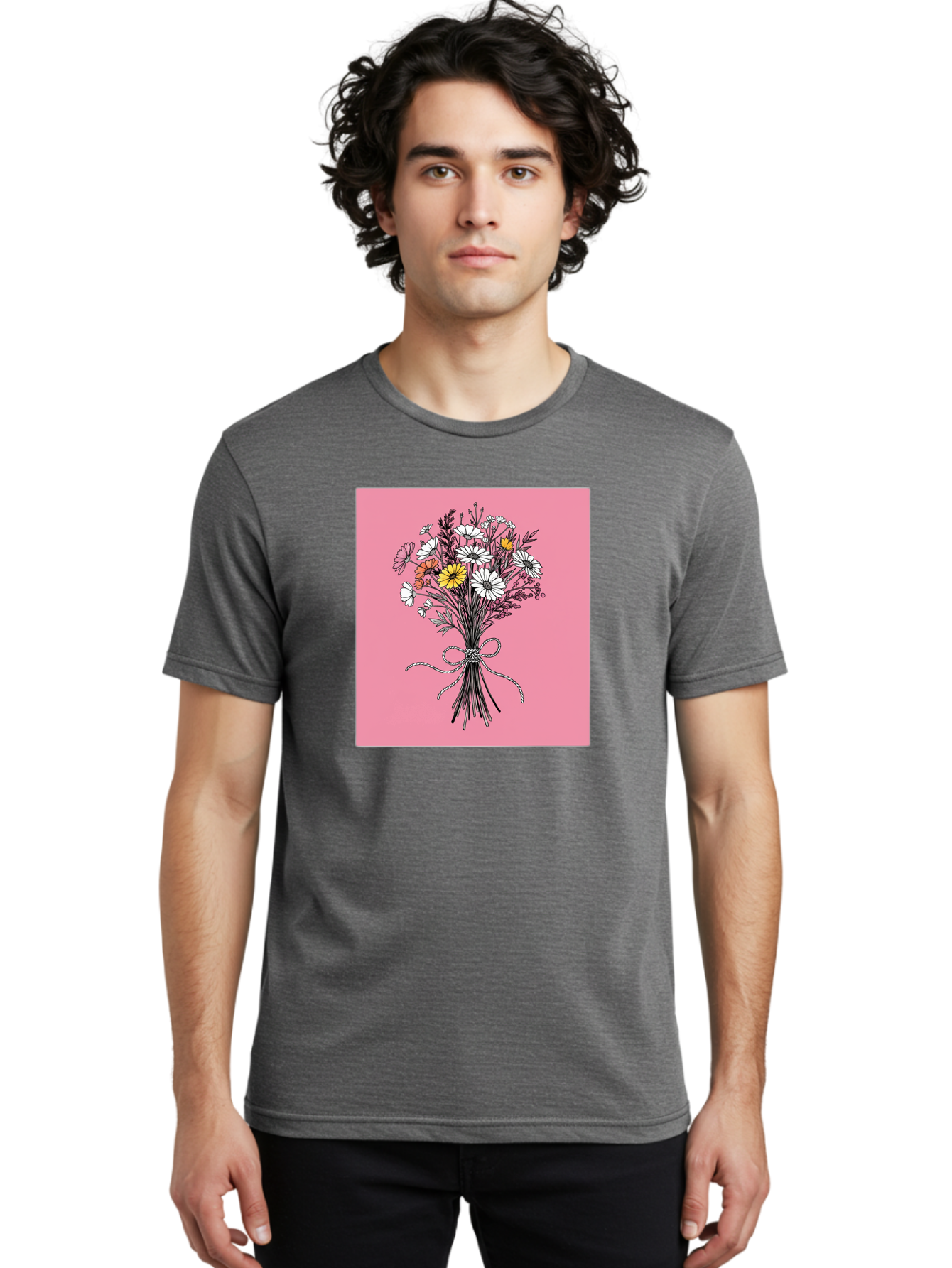 Wildflower-Bouquet-7 Men'S Graphic Tee, 100% Cotton, Comfortable Casual Summer Wear, Machine Washable, Vintage Camera, Old Camera, Antique Camera, Black Camera, Classic Photography, Photography Equipment, Nostalgic Device, Film Camera, Baf660