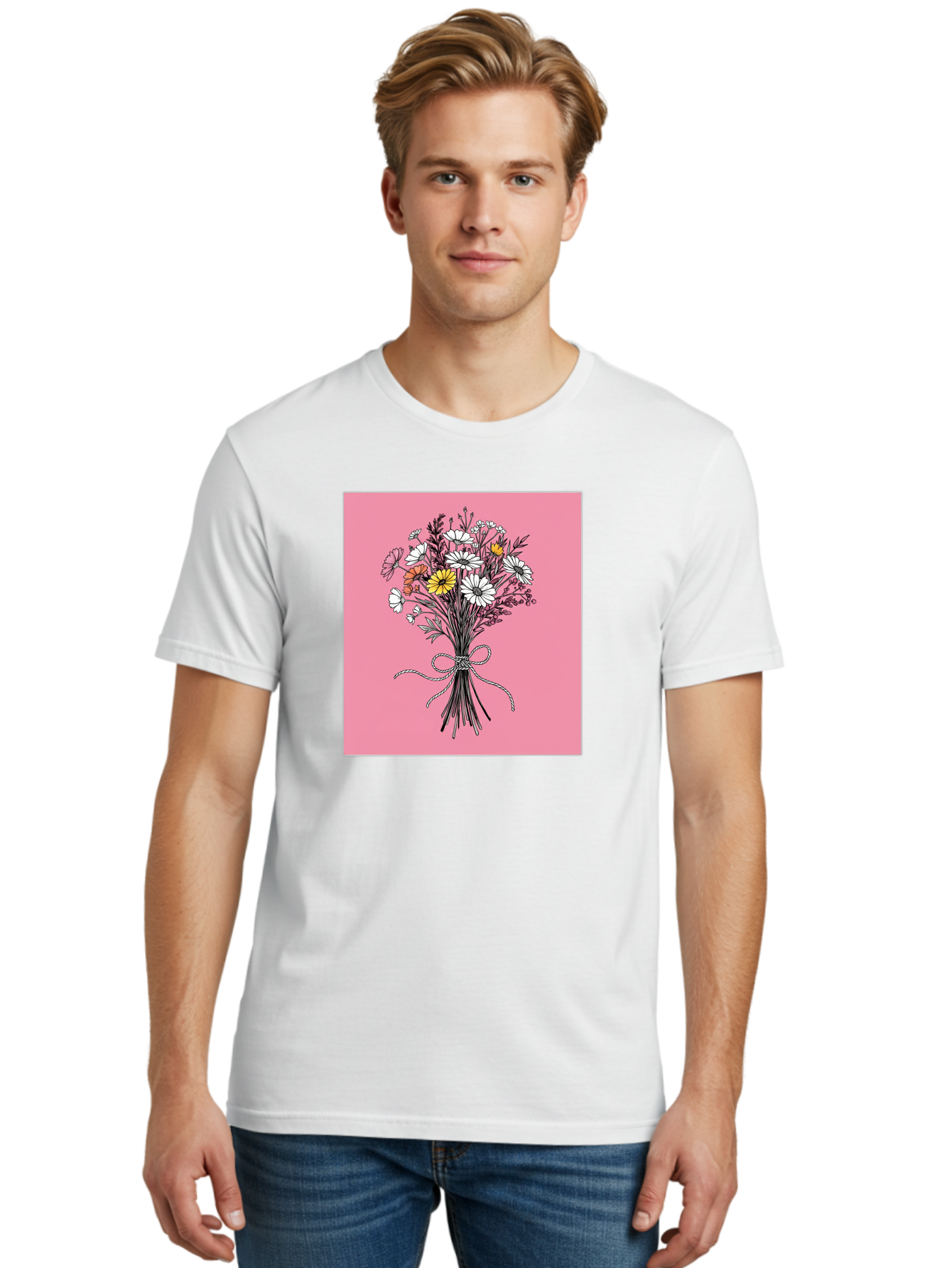 Wildflower-Bouquet-7 Men'S Graphic Tee, 100% Cotton, Comfortable Casual Summer Wear, Machine Washable, Vintage Camera, Old Camera, Antique Camera, Black Camera, Classic Photography, Photography Equipment, Nostalgic Device, Film Camera, Baf660