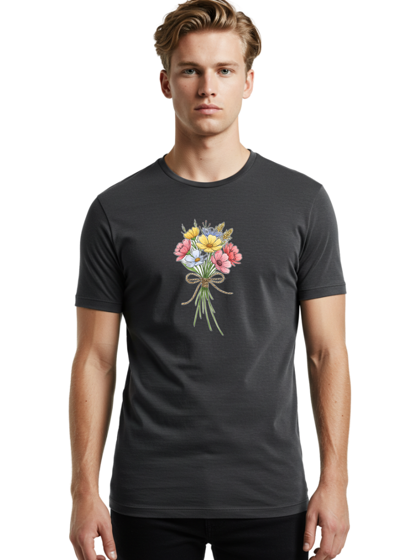 Wildflower-Bouquet Men'S Graphic Tee, 100% Cotton, Comfortable Casual Summer Wear, Machine Washable, Vintage Camera, Old Camera, Antique Camera, Black Camera, Classic Photography, Photography Equipment, Nostalgic Device, Film Camera, Baf663
