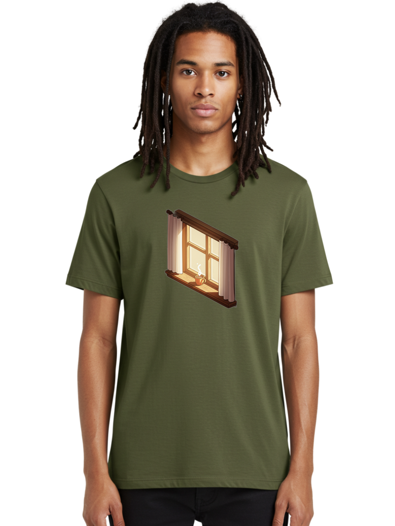 Window-With-Coffee-Cup Men'S Graphic Tee, 100% Cotton, Comfortable Casual Summer Wear, Machine Washable, Vintage Camera, Old Camera, Antique Camera, Black Camera, Classic Photography, Photography Equipment, Nostalgic Device, Film Camera, Baf665
