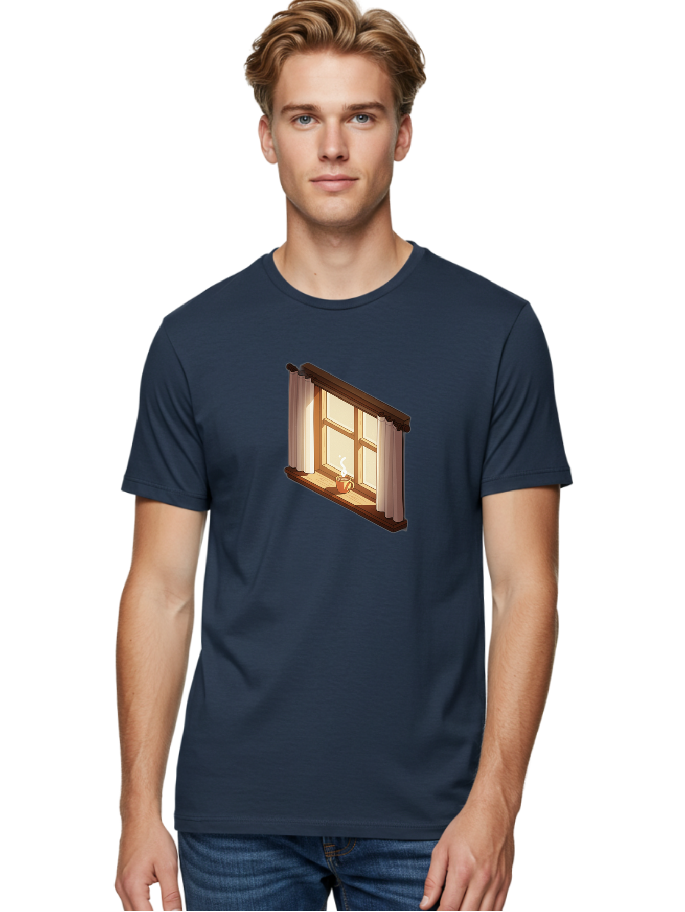 Window-With-Coffee-Cup Men'S Graphic Tee, 100% Cotton, Comfortable Casual Summer Wear, Machine Washable, Vintage Camera, Old Camera, Antique Camera, Black Camera, Classic Photography, Photography Equipment, Nostalgic Device, Film Camera, Baf665