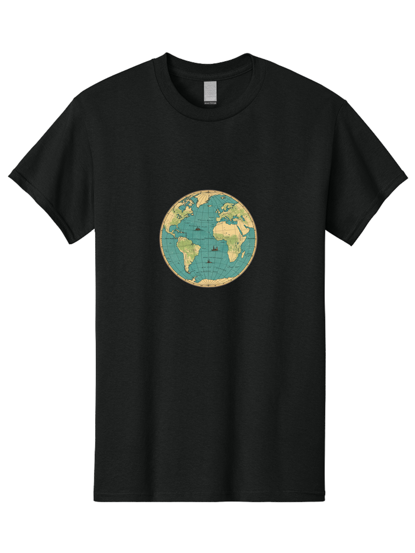 World-Map-Globe Men'S Graphic Tee, 100% Cotton, Comfortable Casual Summer Wear, Machine Washable, Vintage Camera, Old Camera, Antique Camera, Black Camera, Classic Photography, Photography Equipment, Nostalgic Device, Film Camera, Camera Art Baf675