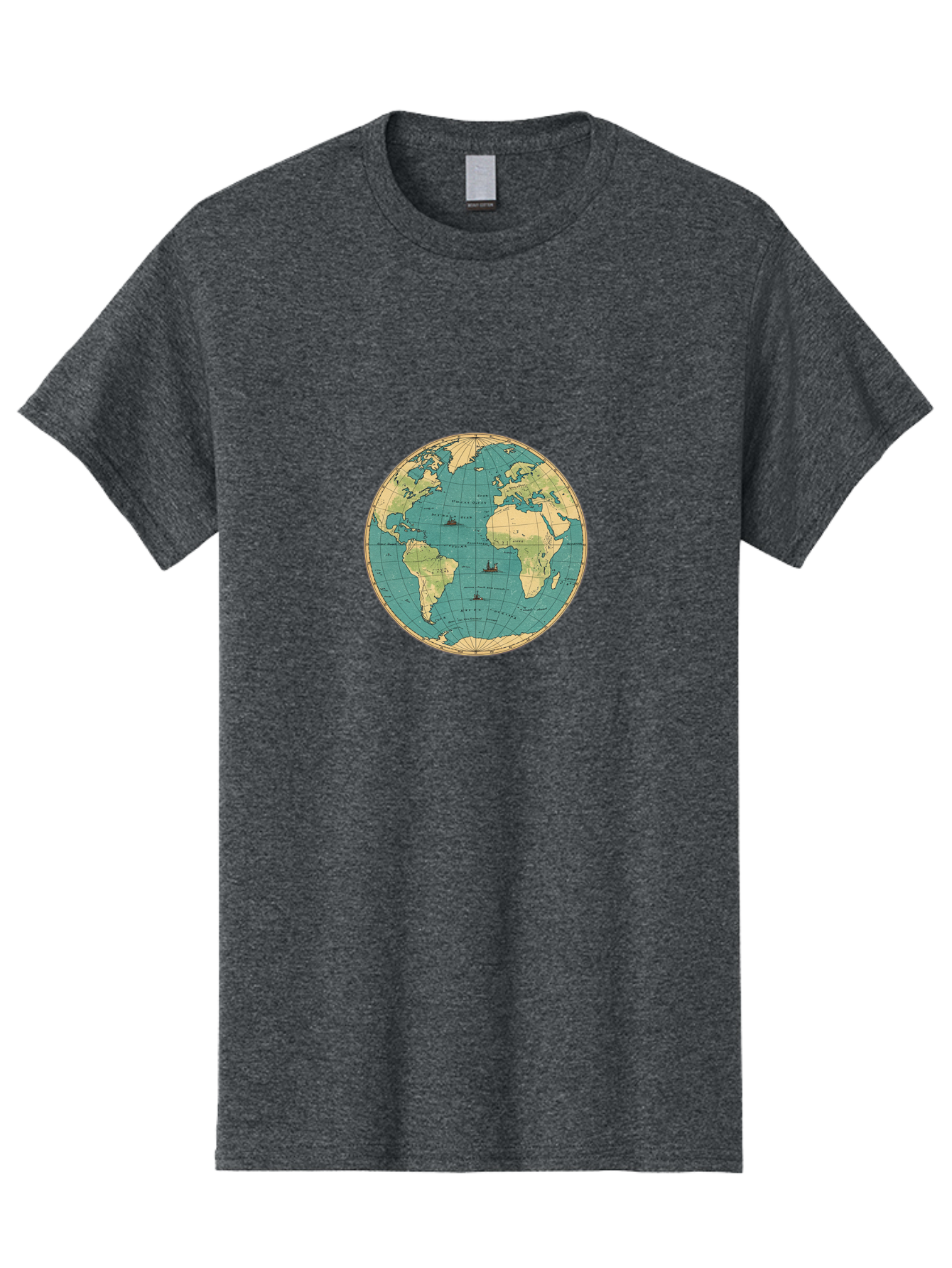 World-Map-Globe Men'S Graphic Tee, 100% Cotton, Comfortable Casual Summer Wear, Machine Washable, Vintage Camera, Old Camera, Antique Camera, Black Camera, Classic Photography, Photography Equipment, Nostalgic Device, Film Camera, Camera Art Baf675