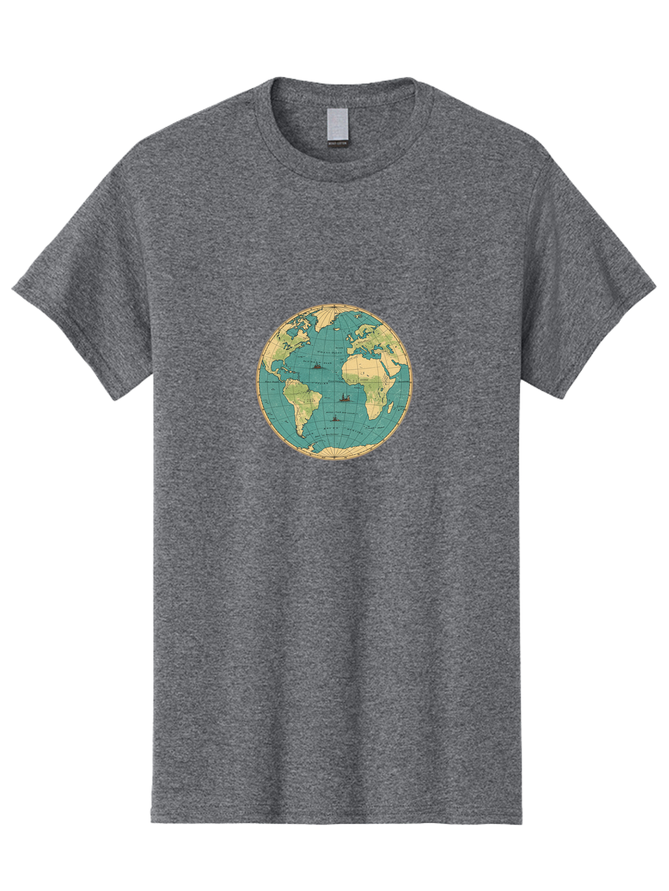 World-Map-Globe Men'S Graphic Tee, 100% Cotton, Comfortable Casual Summer Wear, Machine Washable, Vintage Camera, Old Camera, Antique Camera, Black Camera, Classic Photography, Photography Equipment, Nostalgic Device, Film Camera, Camera Art Baf675