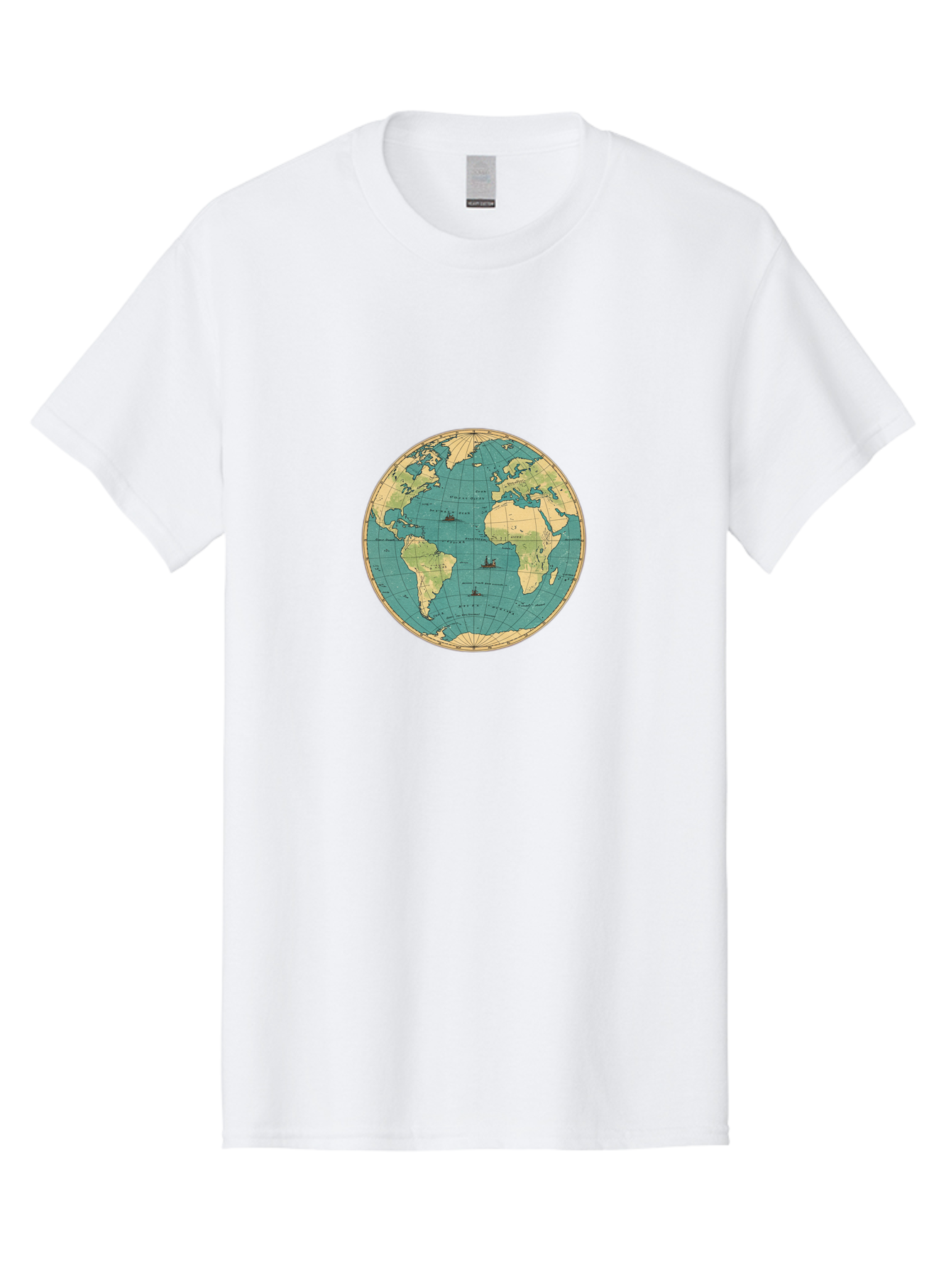 World-Map-Globe Men'S Graphic Tee, 100% Cotton, Comfortable Casual Summer Wear, Machine Washable, Vintage Camera, Old Camera, Antique Camera, Black Camera, Classic Photography, Photography Equipment, Nostalgic Device, Film Camera, Camera Art Baf675