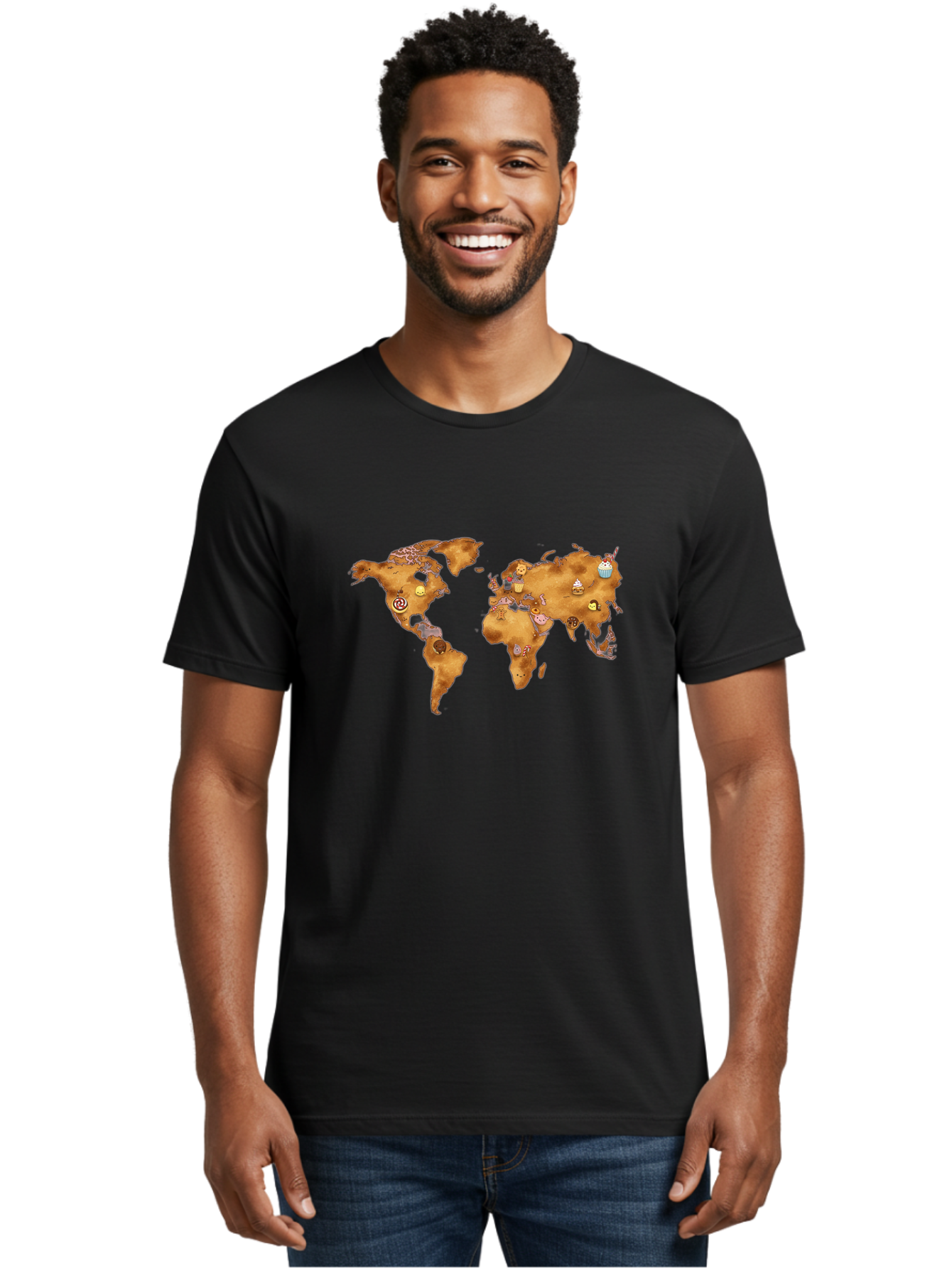 World-Map-With-Cupcakes Men'S Graphic Tee, 100% Cotton, Comfortable Casual Summer Wear, Machine Washable, Vintage Camera, Old Camera, Antique Camera, Black Camera, Classic Photography, Photography Equipment, Nostalgic Device, Film Camera, Baf676