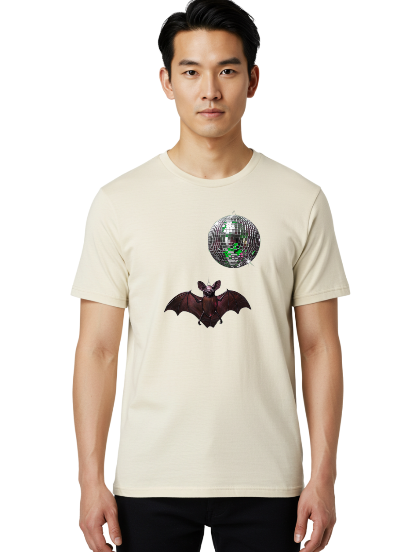 Bat-Disco-Ball Men'S Graphic Tee, 100% Cotton, Comfortable Casual Summer Wear, Machine Washable, Vintage Camera, Old Camera, Antique Camera, Black Camera, Classic Photography, Photography Equipment, Nostalgic Device, Film Camera, Camera Art Baf690