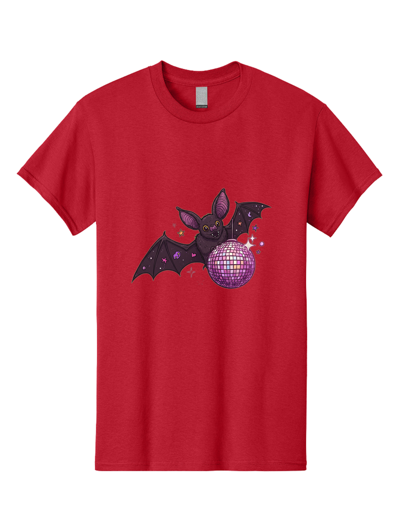 Bat-Holding-Disco-Ball-2 Men'S Graphic Tee, 100% Cotton, Comfortable Casual Summer Wear, Machine Washable, Vintage Camera, Old Camera, Antique Camera, Black Camera, Classic Photography, Photography Equipment, Nostalgic Device, Film Camera, Baf692