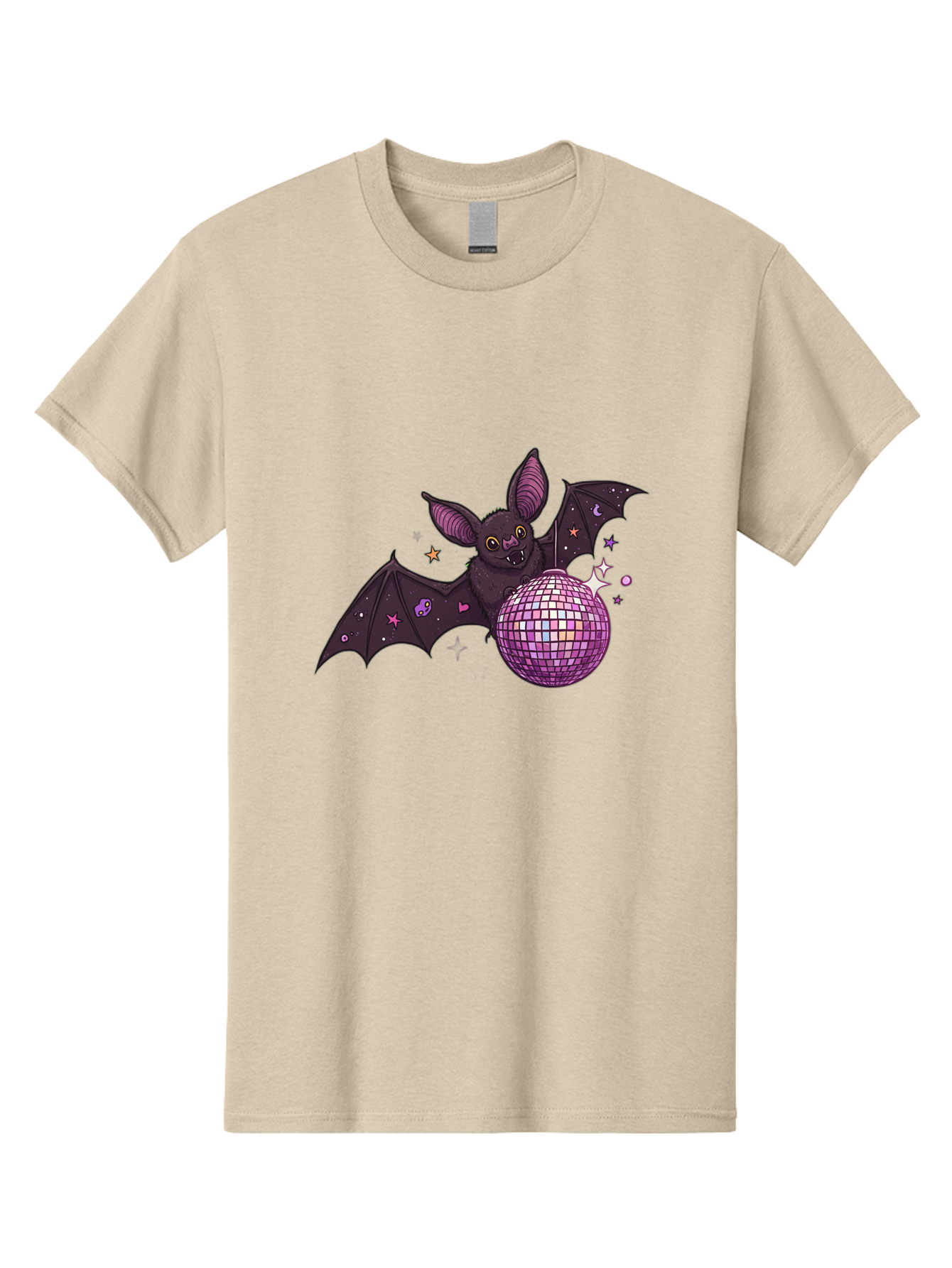 Bat-Holding-Disco-Ball-2 Men'S Graphic Tee, 100% Cotton, Comfortable Casual Summer Wear, Machine Washable, Vintage Camera, Old Camera, Antique Camera, Black Camera, Classic Photography, Photography Equipment, Nostalgic Device, Film Camera, Baf692