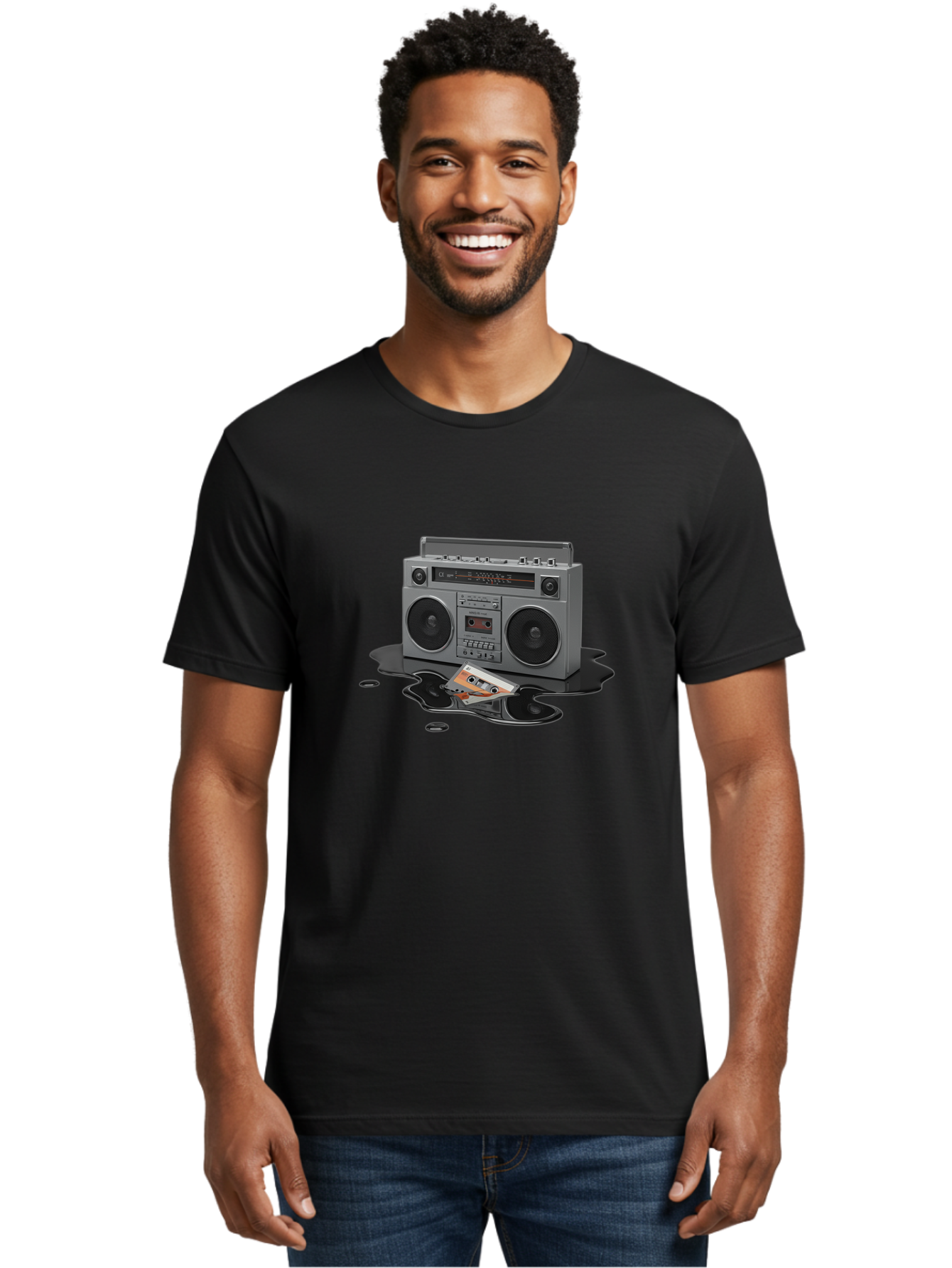 Boombox-2 Men'S Graphic Tee, 100% Cotton, Comfortable Casual Summer Wear, Machine Washable, Vintage Camera, Old Camera, Antique Camera, Black Camera, Classic Photography, Photography Equipment, Nostalgic Device, Film Camera, Camera Art Baf699