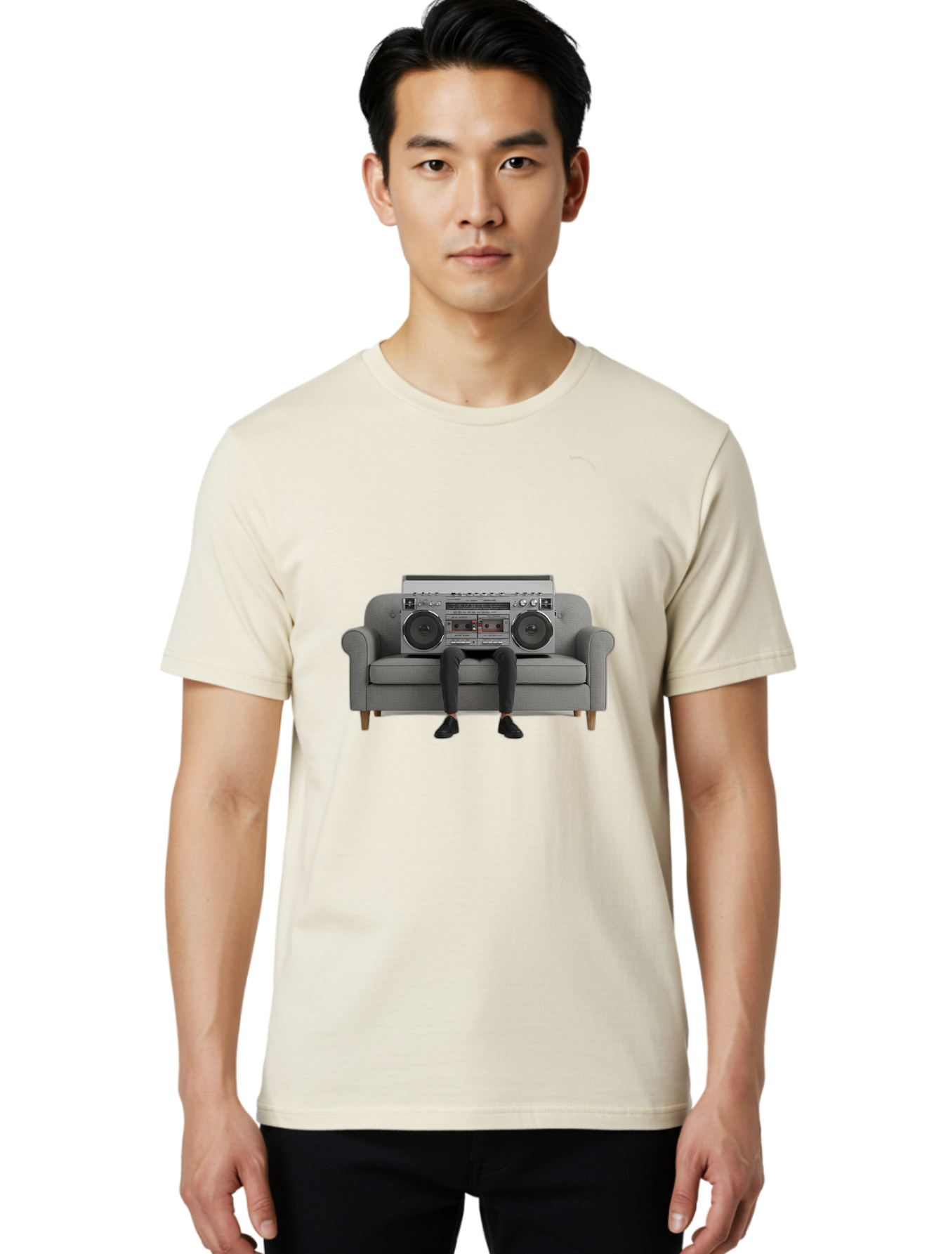 Boombox-Person Men'S Graphic Tee, 100% Cotton, Comfortable Casual Summer Wear, Machine Washable, Vintage Camera, Old Camera, Antique Camera, Black Camera, Classic Photography, Photography Equipment, Nostalgic Device, Film Camera, Camera Art Baf701