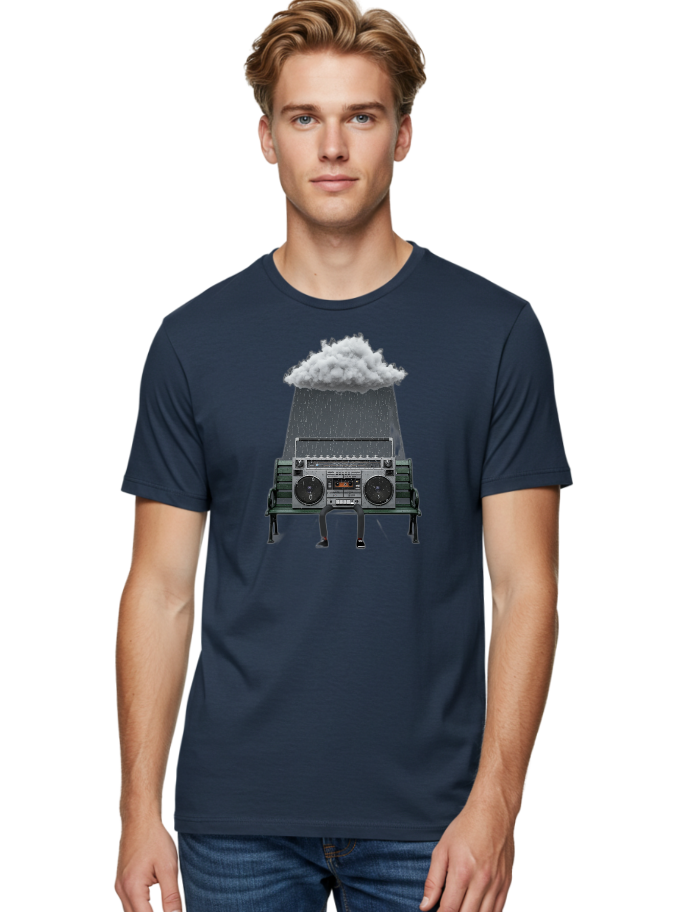 Boombox-Raincloud Men'S Graphic Tee, 100% Cotton, Comfortable Casual Summer Wear, Machine Washable, Vintage Camera, Old Camera, Antique Camera, Black Camera, Classic Photography, Photography Equipment, Nostalgic Device, Film Camera, Camera Art Baf702