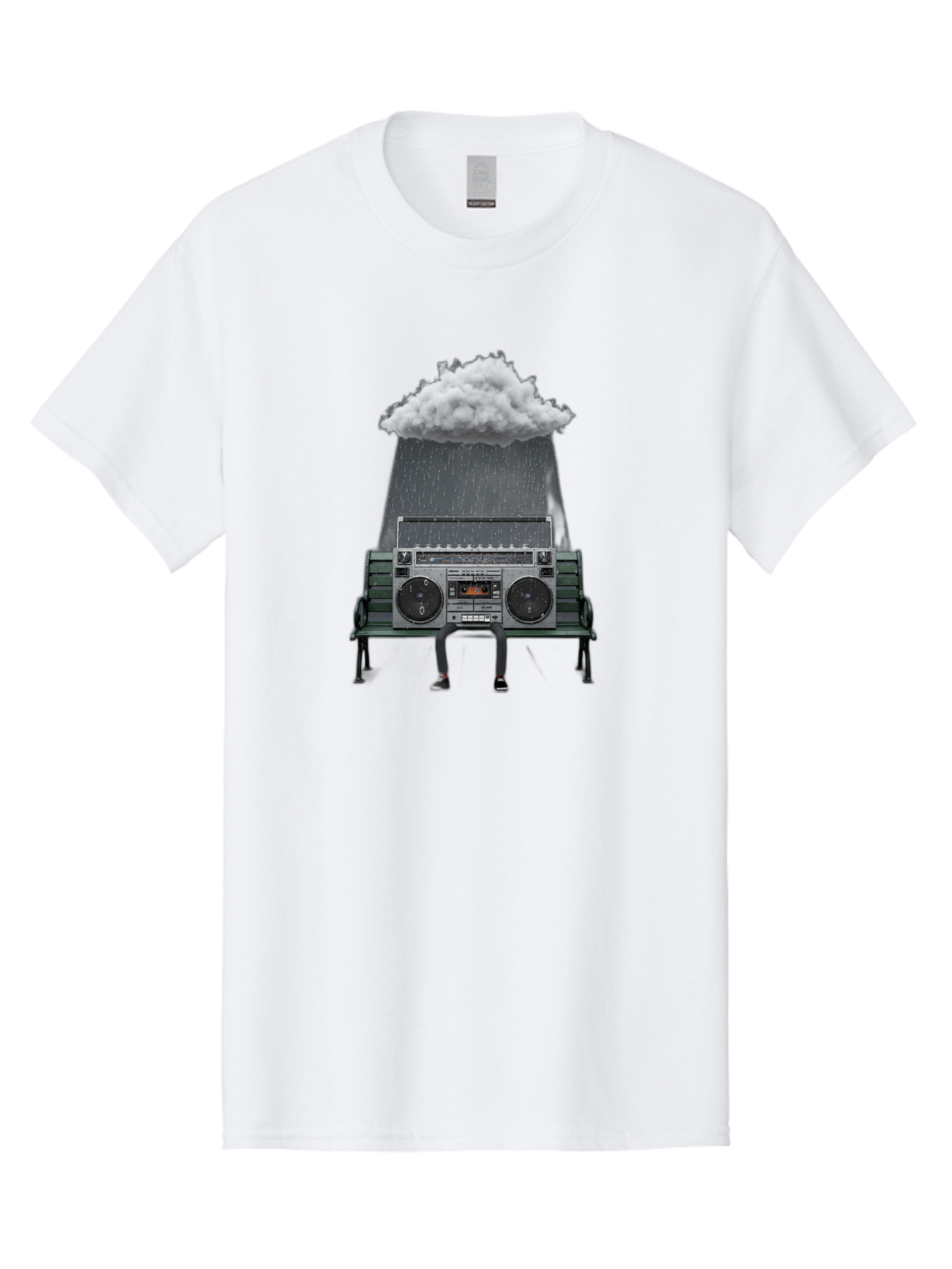 Boombox-Raincloud Men'S Graphic Tee, 100% Cotton, Comfortable Casual Summer Wear, Machine Washable, Vintage Camera, Old Camera, Antique Camera, Black Camera, Classic Photography, Photography Equipment, Nostalgic Device, Film Camera, Camera Art Baf702