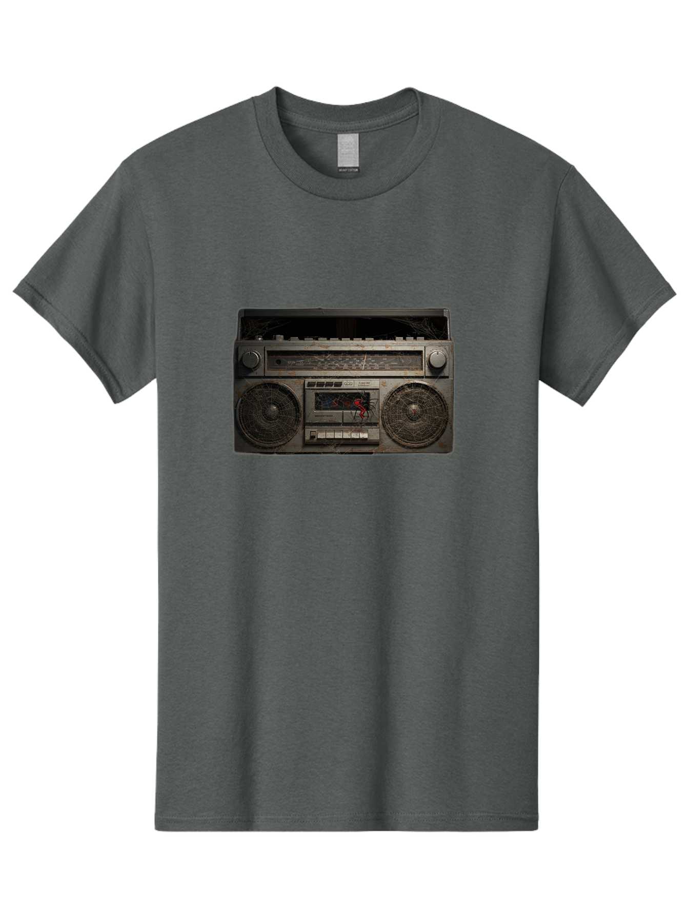 Boombox-With-Spider Men'S Graphic Tee, 100% Cotton, Comfortable Casual Summer Wear, Machine Washable, Vintage Camera, Old Camera, Antique Camera, Black Camera, Classic Photography, Photography Equipment, Nostalgic Device, Film Camera, Baf703