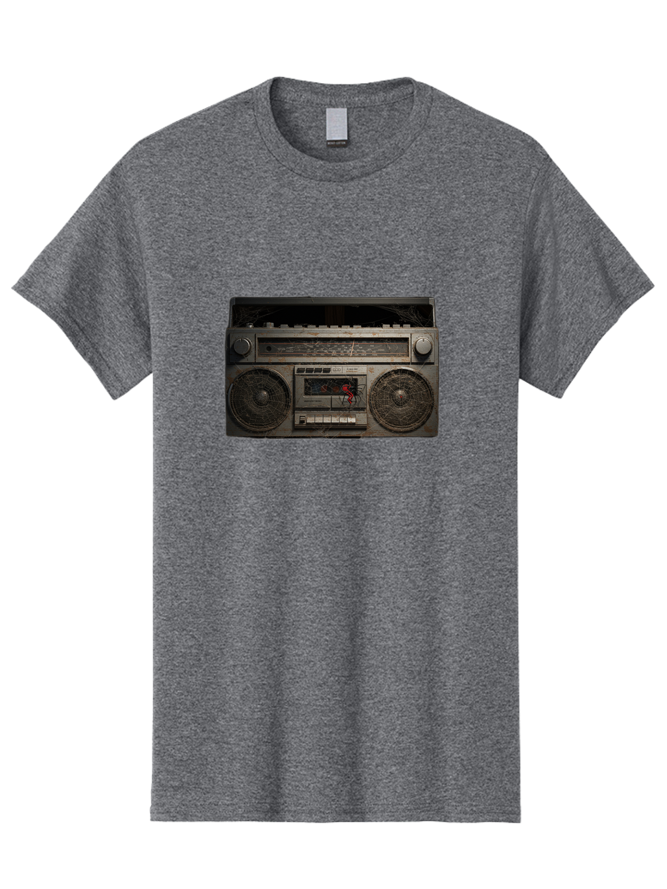 Boombox-With-Spider Men'S Graphic Tee, 100% Cotton, Comfortable Casual Summer Wear, Machine Washable, Vintage Camera, Old Camera, Antique Camera, Black Camera, Classic Photography, Photography Equipment, Nostalgic Device, Film Camera, Baf703