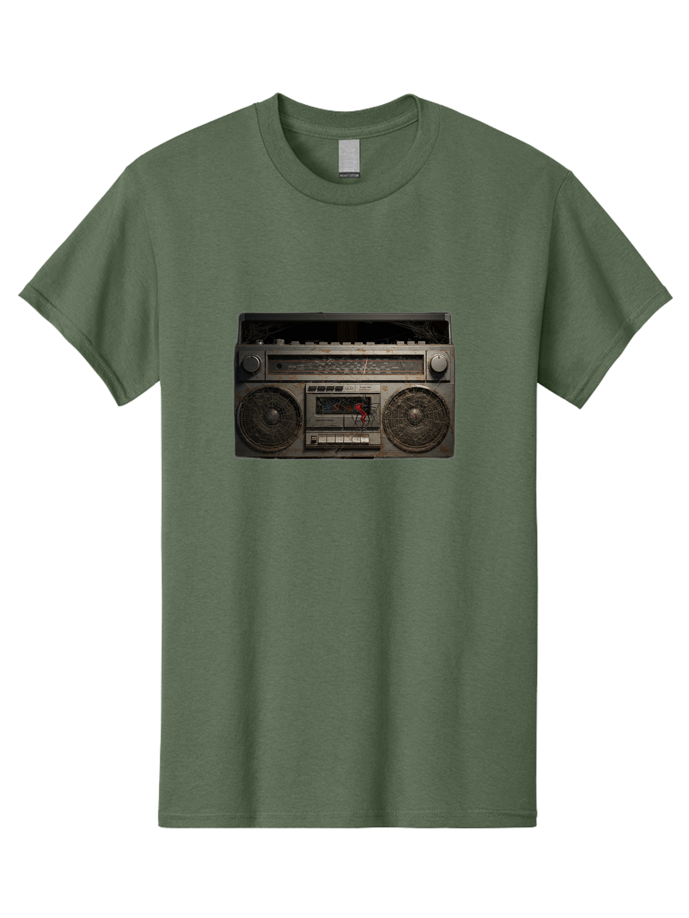 Boombox-With-Spider Men'S Graphic Tee, 100% Cotton, Comfortable Casual Summer Wear, Machine Washable, Vintage Camera, Old Camera, Antique Camera, Black Camera, Classic Photography, Photography Equipment, Nostalgic Device, Film Camera, Baf703