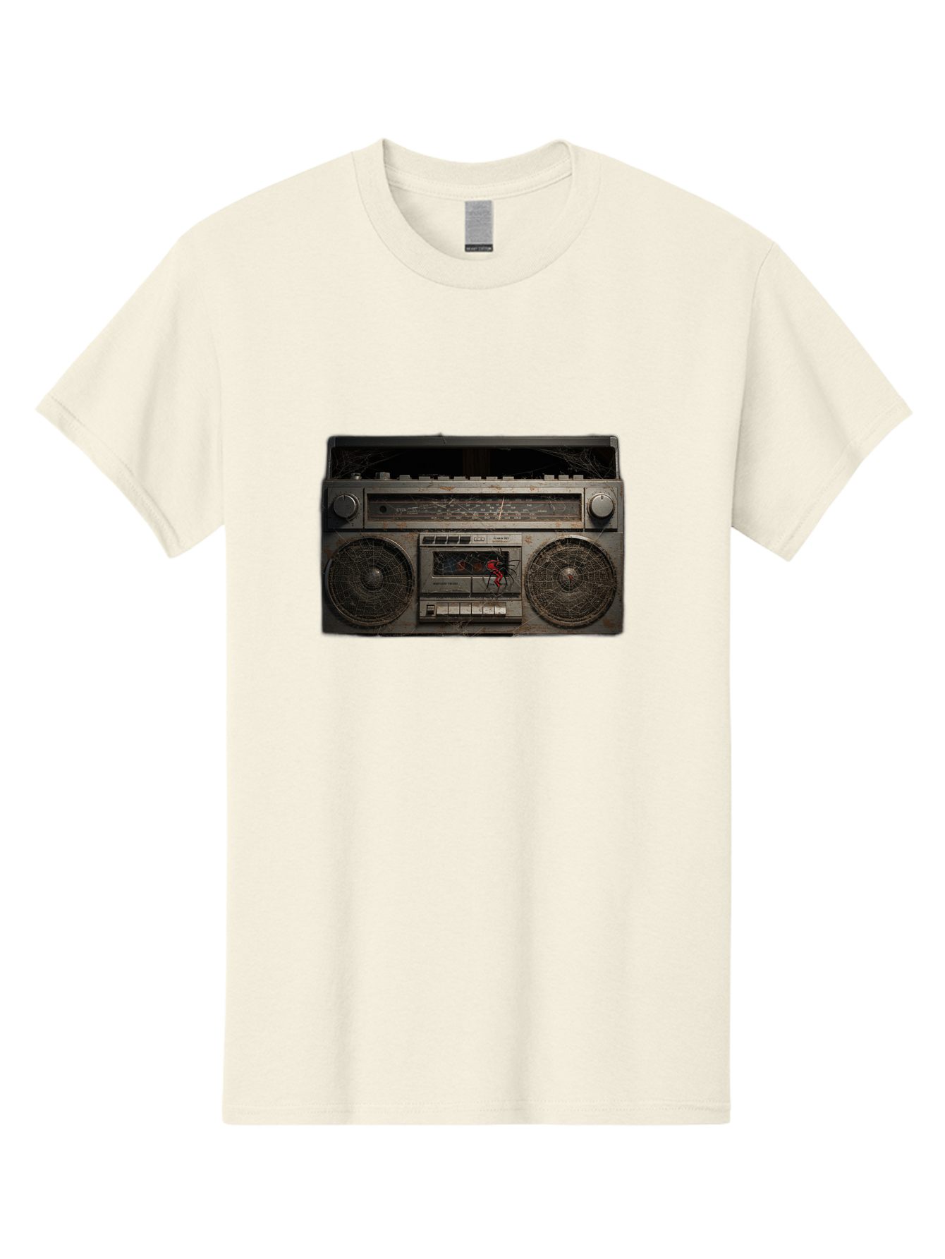 Boombox-With-Spider Men'S Graphic Tee, 100% Cotton, Comfortable Casual Summer Wear, Machine Washable, Vintage Camera, Old Camera, Antique Camera, Black Camera, Classic Photography, Photography Equipment, Nostalgic Device, Film Camera, Baf703