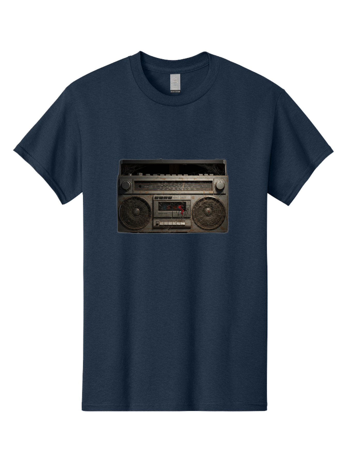 Boombox-With-Spider Men'S Graphic Tee, 100% Cotton, Comfortable Casual Summer Wear, Machine Washable, Vintage Camera, Old Camera, Antique Camera, Black Camera, Classic Photography, Photography Equipment, Nostalgic Device, Film Camera, Baf703