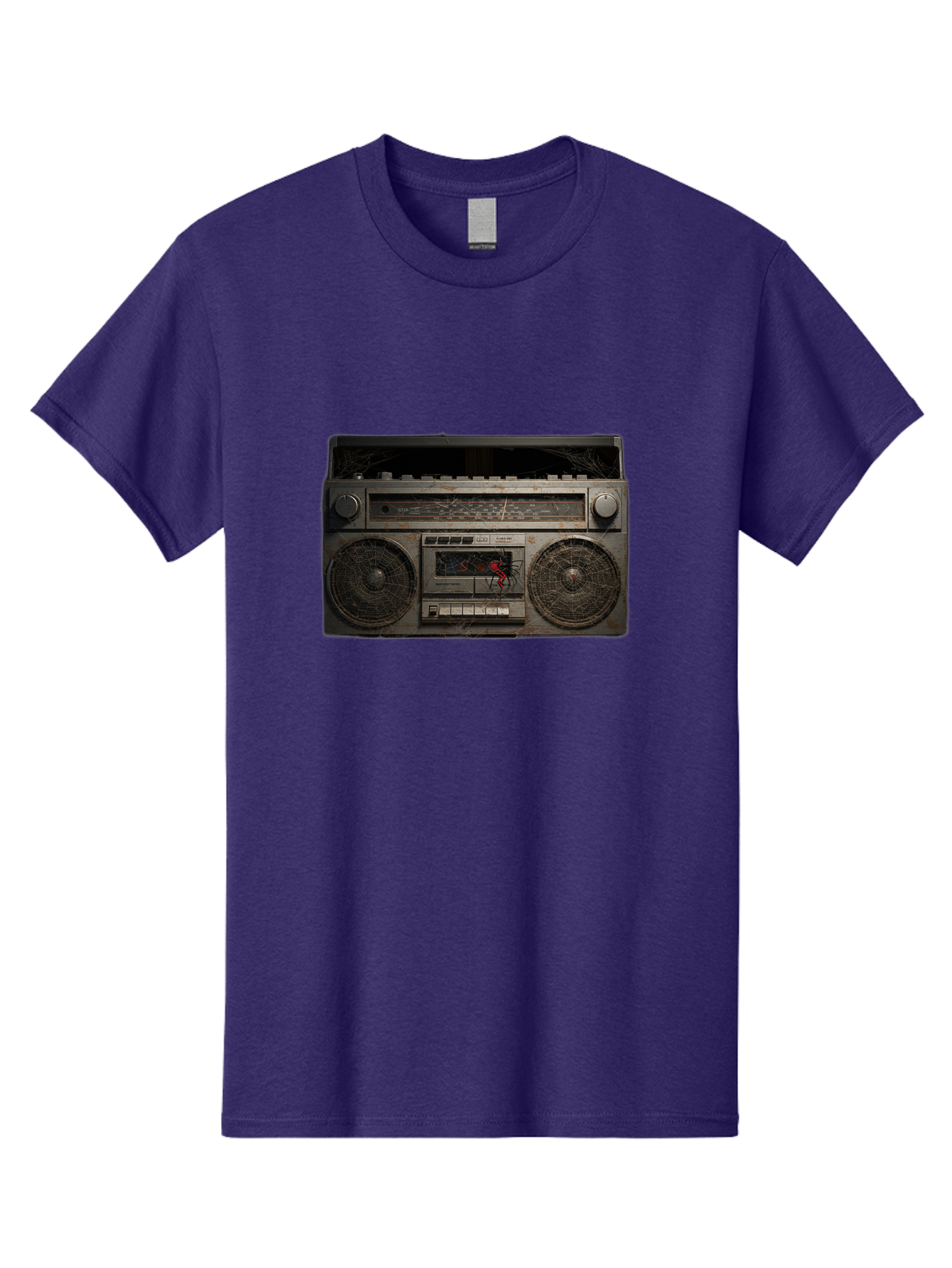Boombox-With-Spider Men'S Graphic Tee, 100% Cotton, Comfortable Casual Summer Wear, Machine Washable, Vintage Camera, Old Camera, Antique Camera, Black Camera, Classic Photography, Photography Equipment, Nostalgic Device, Film Camera, Baf703