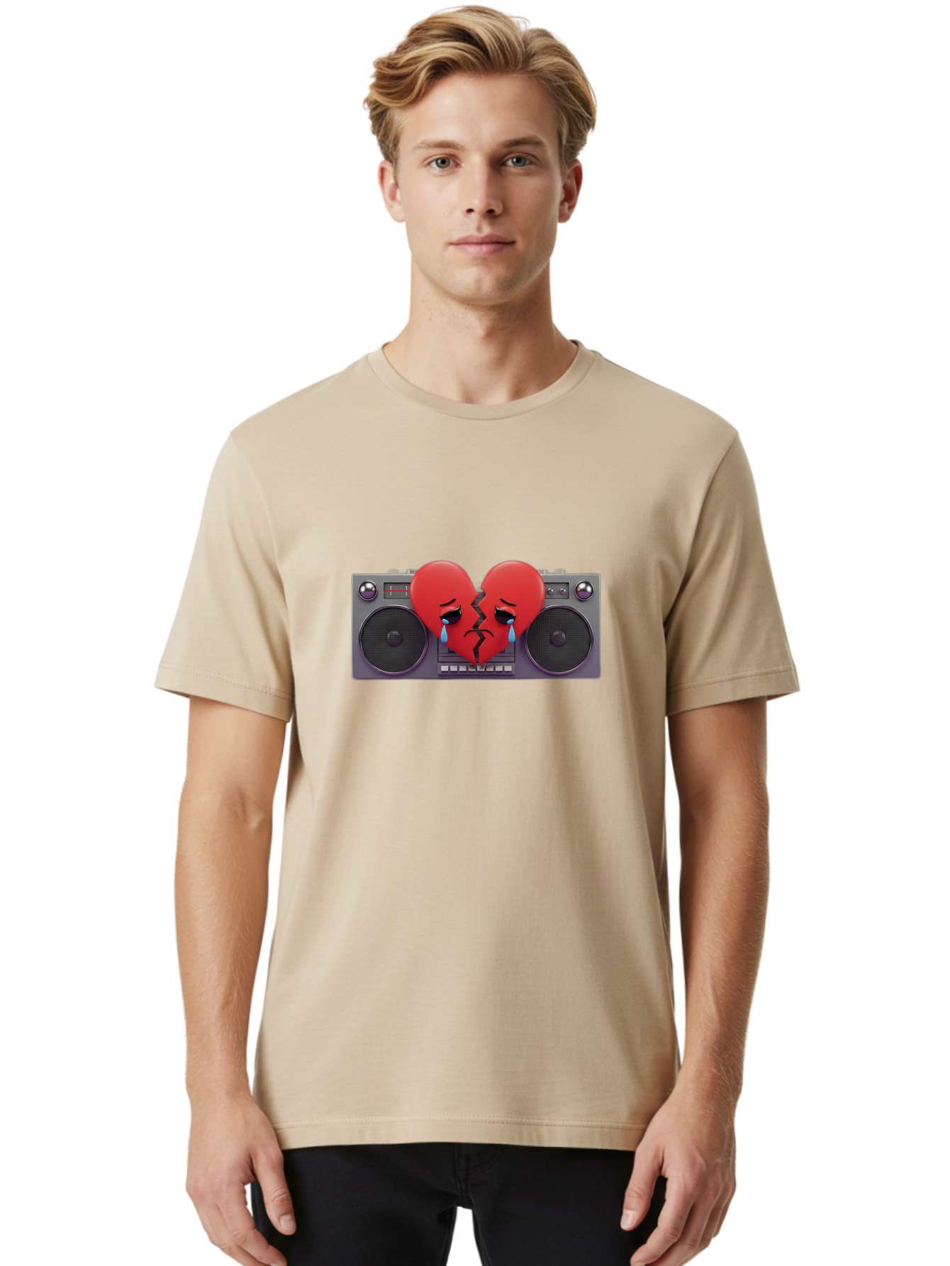 Broken-Heart-Boombox Men'S Graphic Tee, 100% Cotton, Comfortable Casual Summer Wear, Machine Washable, Vintage Camera, Old Camera, Antique Camera, Black Camera, Classic Photography, Photography Equipment, Nostalgic Device, Film Camera, Baf706
