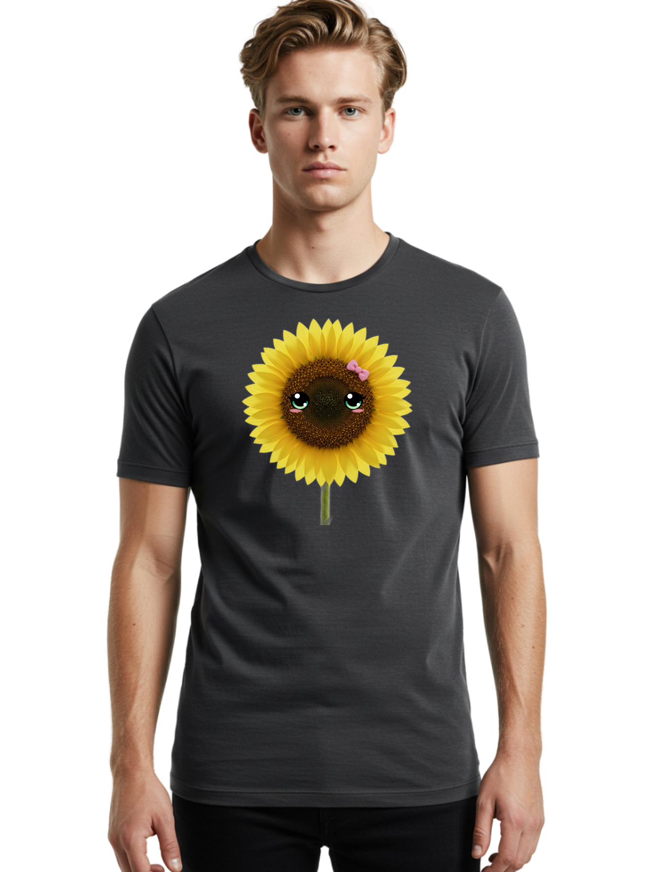 Cartoon-Sunflower Men'S Graphic Tee, 100% Cotton, Comfortable Casual Summer Wear, Machine Washable, Vintage Camera, Old Camera, Antique Camera, Black Camera, Classic Photography, Photography Equipment, Nostalgic Device, Film Camera, Camera Art Baf711