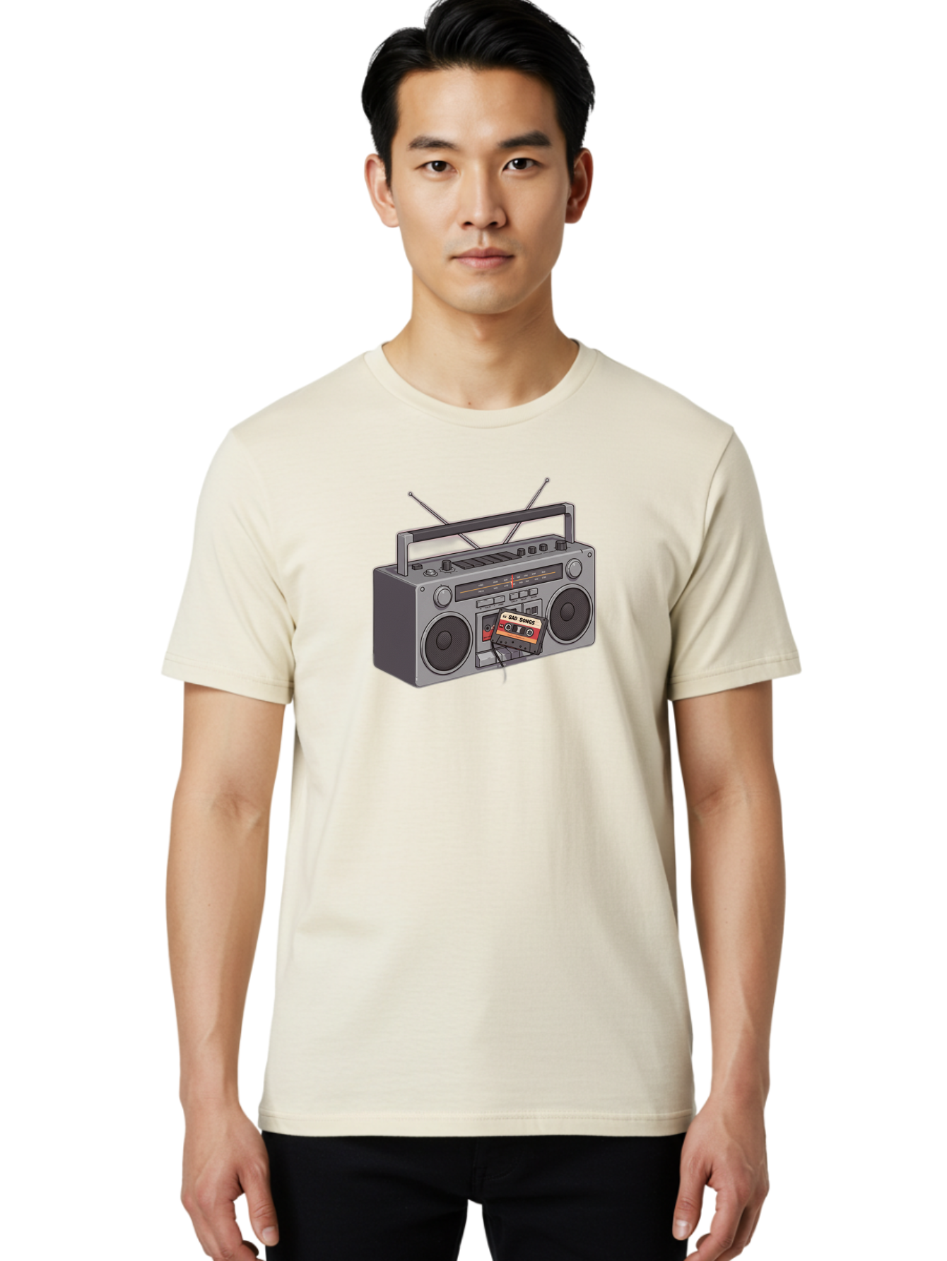 Cassette-Boombox Men'S Graphic Tee, 100% Cotton, Comfortable Casual Summer Wear, Machine Washable, Vintage Camera, Old Camera, Antique Camera, Black Camera, Classic Photography, Photography Equipment, Nostalgic Device, Film Camera, Camera Art Baf712