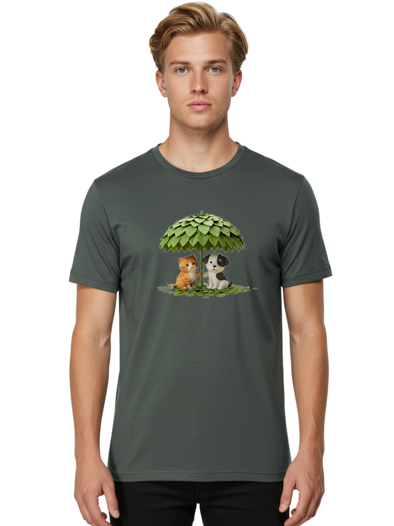 Cat-And-Dog-Under-Parasol Men'S Graphic Tee, 100% Cotton, Comfortable Casual Summer Wear, Machine Washable, Vintage Camera, Old Camera, Antique Camera, Black Camera, Classic Photography, Photography Equipment, Nostalgic Device, Film Camera, Baf713