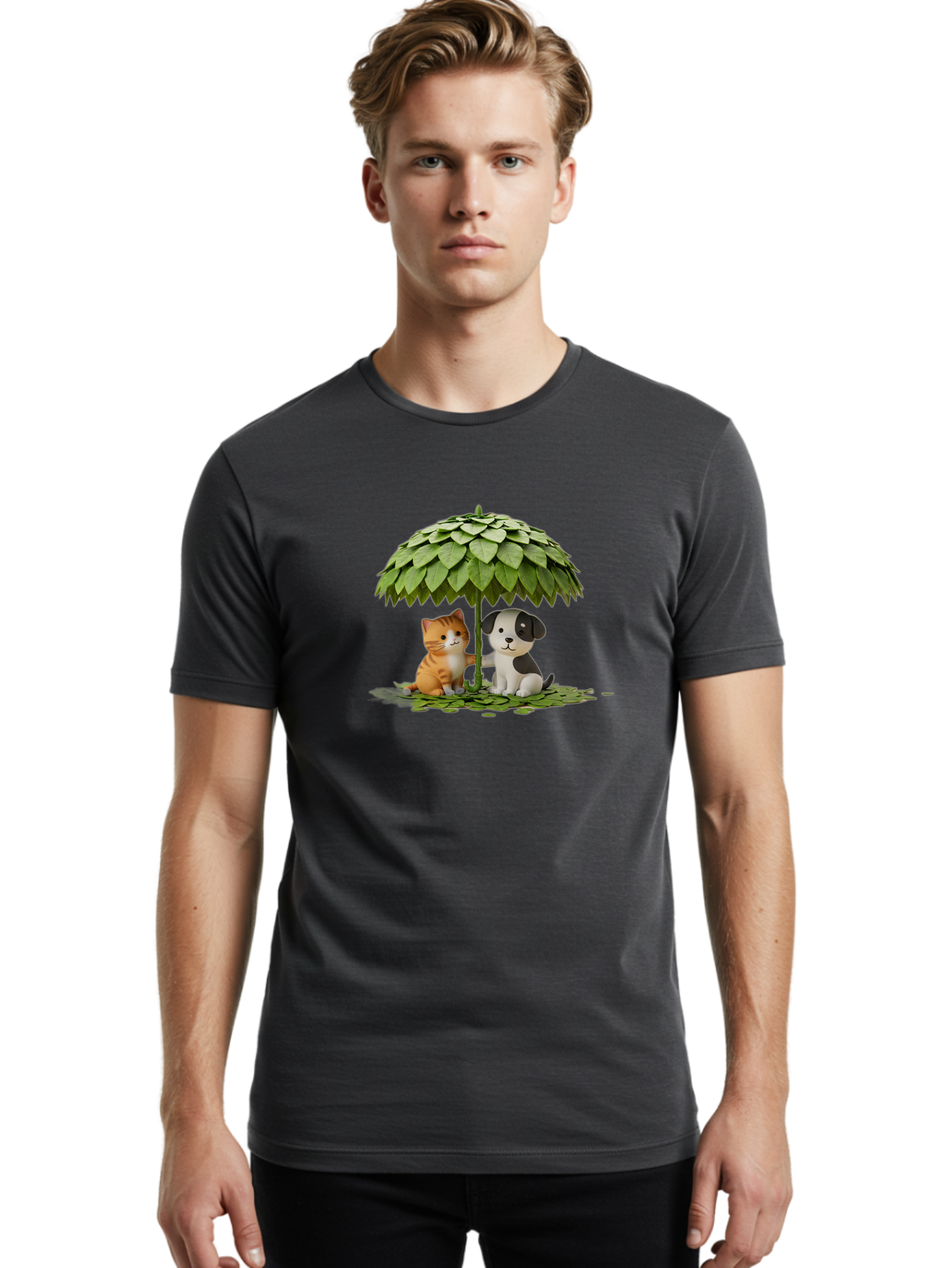 Cat-And-Dog-Under-Parasol Men'S Graphic Tee, 100% Cotton, Comfortable Casual Summer Wear, Machine Washable, Vintage Camera, Old Camera, Antique Camera, Black Camera, Classic Photography, Photography Equipment, Nostalgic Device, Film Camera, Baf713